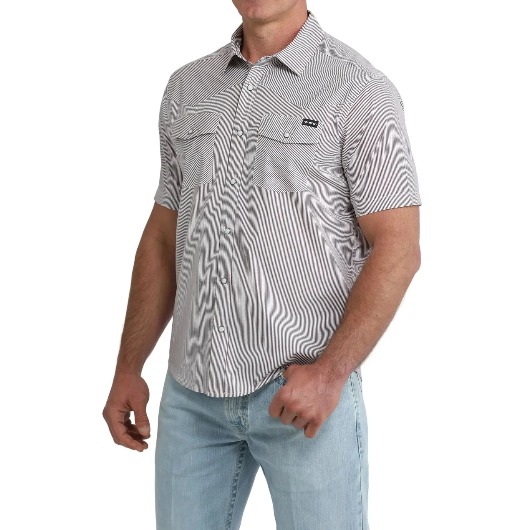 Men's Cinch Short Sleeve Striped Snap Shirt MTW1402014