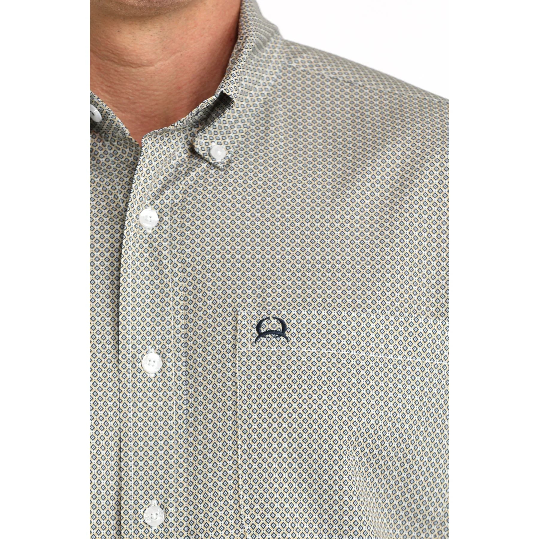 Men's Cinch Short Sleeve White Arenaflex Button Down Shirt MTW1704174