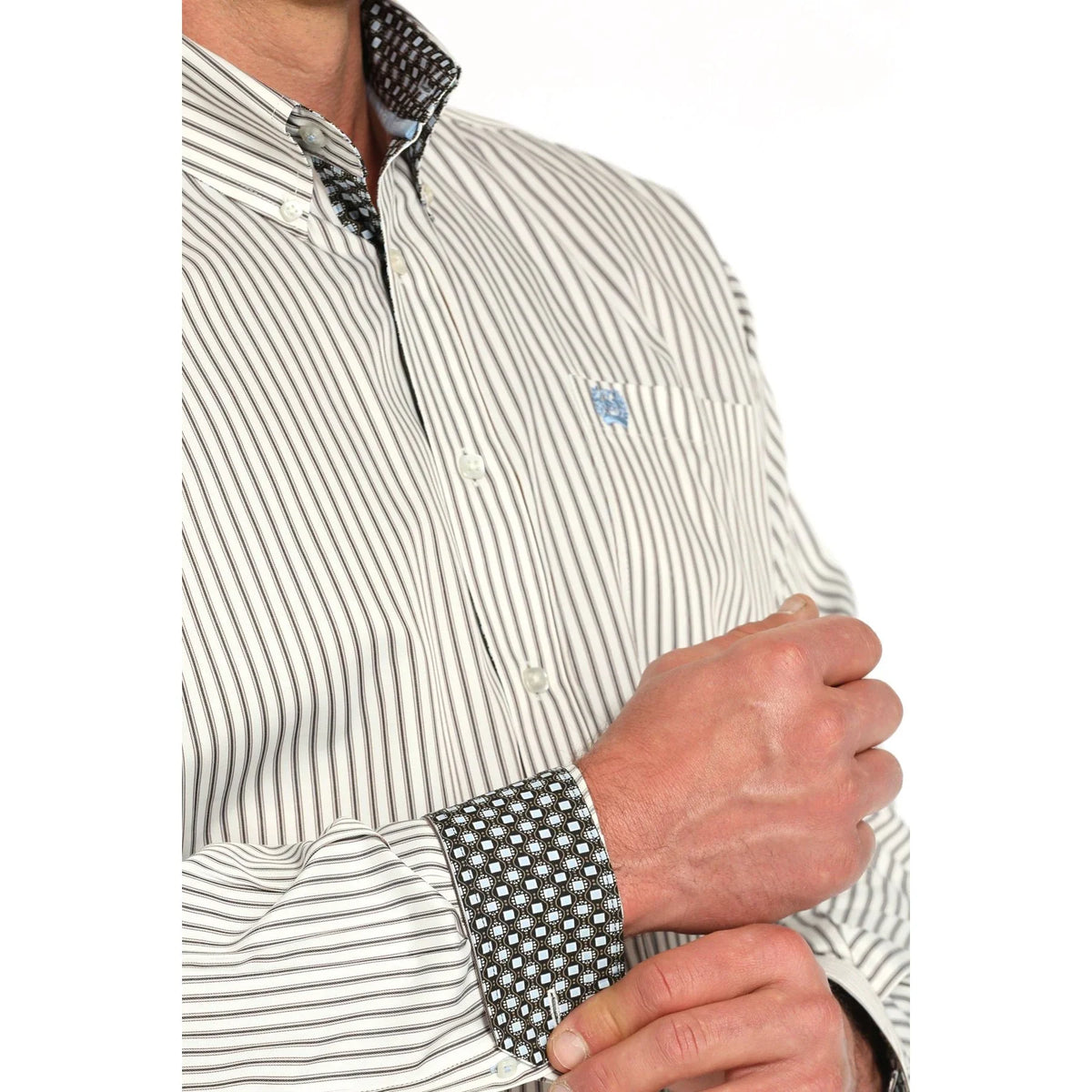 Men's Cinch Striped Print Long Sleeve Button-down Shirt MTW1105952-CRE - Crazy House Western Wear