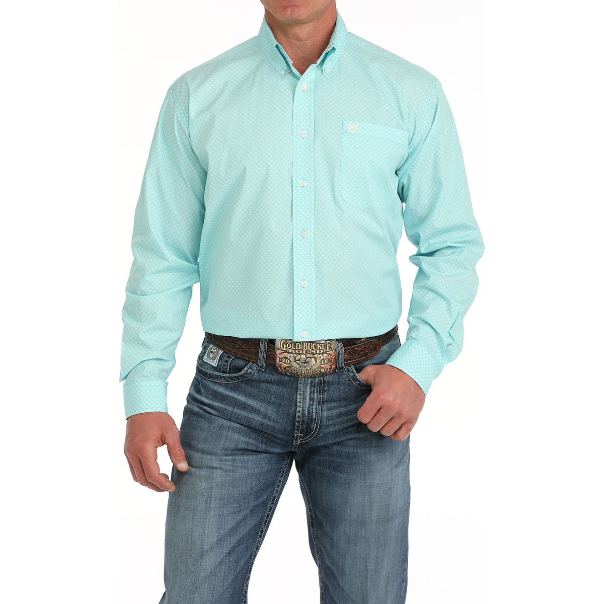 Men's Cinch Teal Long Sleeve Shirt MTW1105905 - Crazy House Western Wear