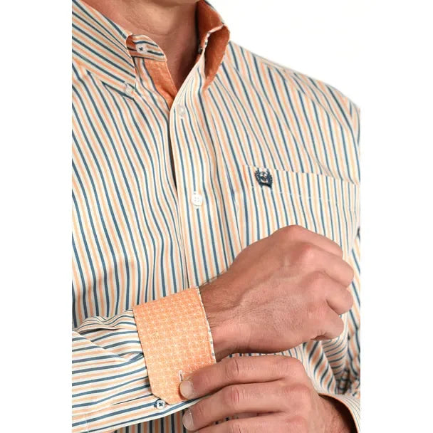 Men's Cinch Tencel Cream Stripe Print Shirt MTW1105963 - Crazy House Western Wear