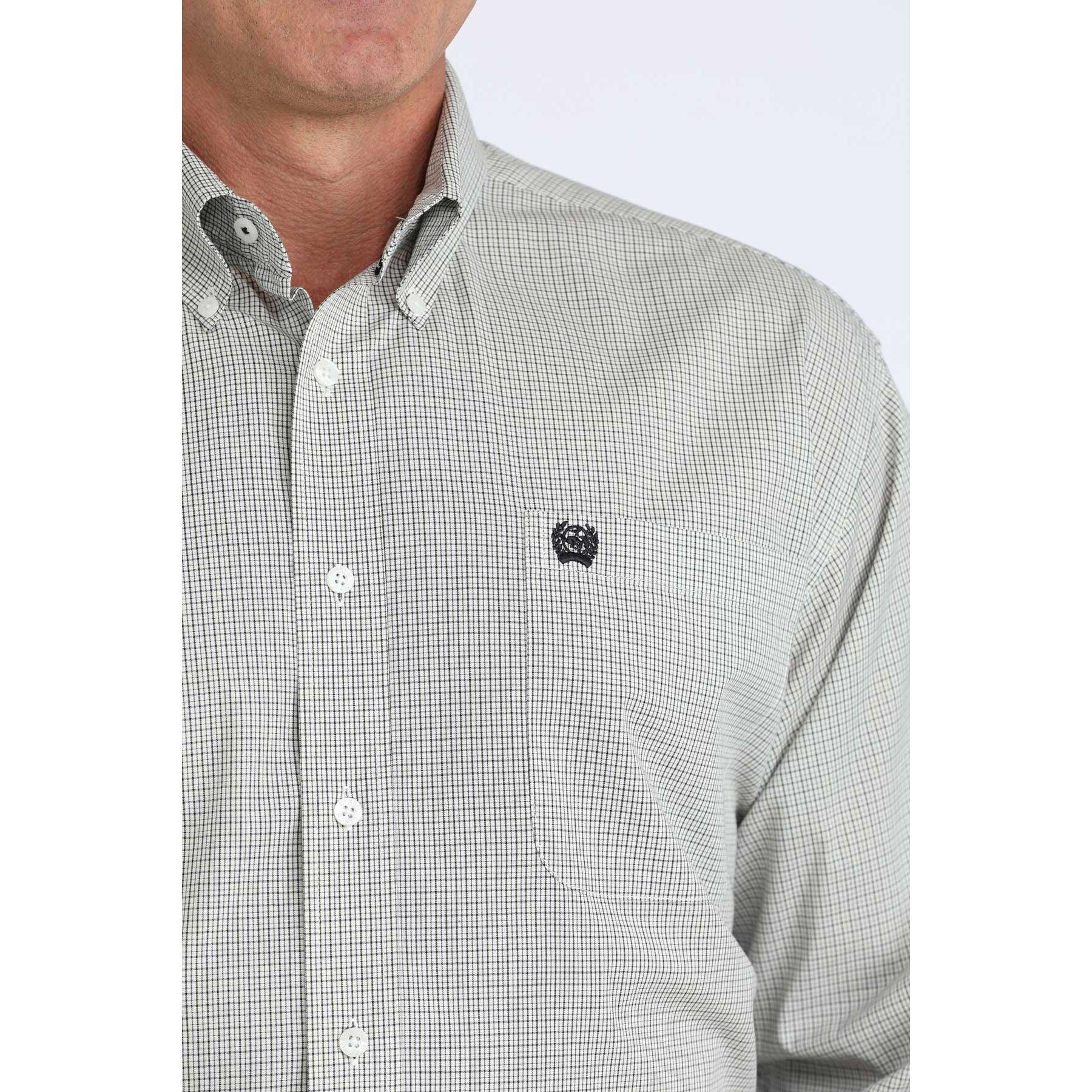 Men's Cinch White Printed Long Sleeve Button Up Shirt MTW1106081