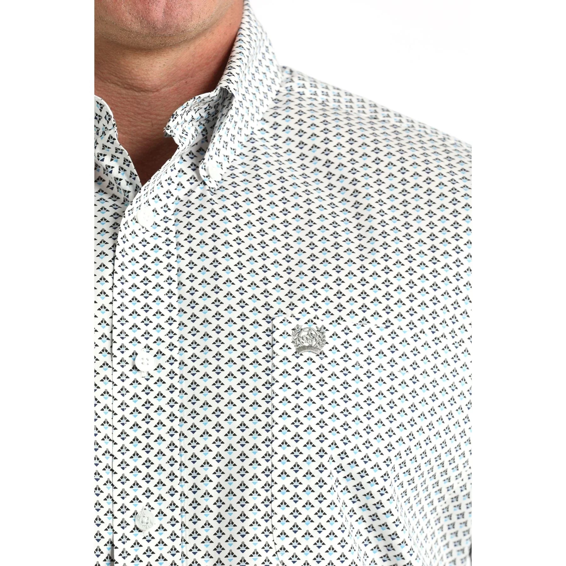 Men's Cinch White Printed Long Sleeve Shirt MTW1106013