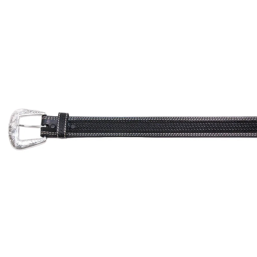Men's Cowboy Chrome Belt with Basket Tooling 1001