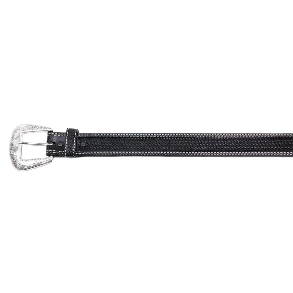 Men's Cowboy Chrome Belt with Basket Tooling 1001