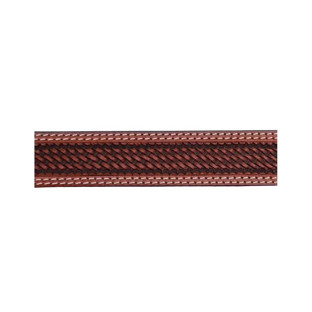 Men's Cowboy Chrome Brown Belt with Basket Tooling 1006