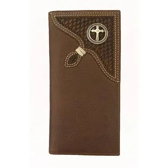 Men's Cowboy Chrome Brown Rawhide Wrangler Cross Rodeo Style Wallet W515