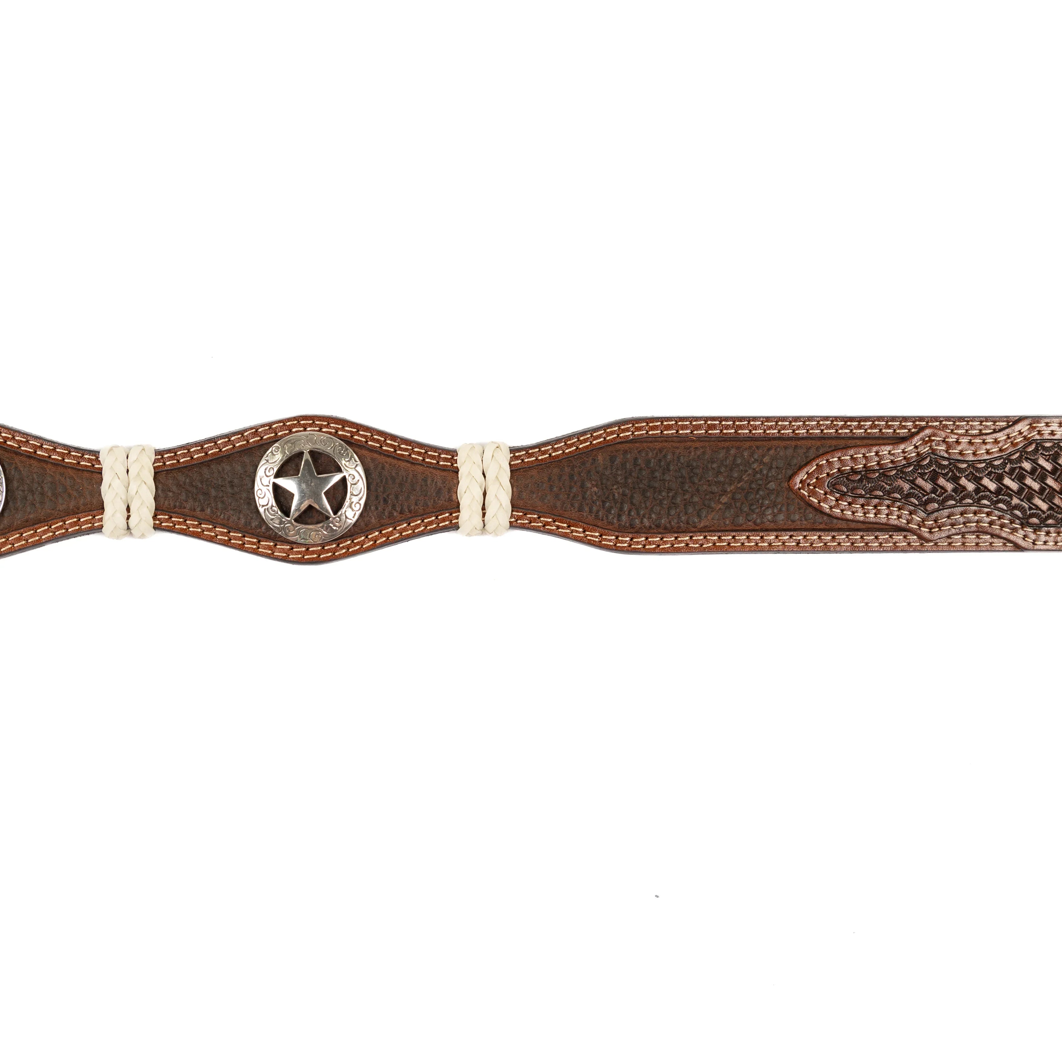 Men's Cowboy Chrome Brown Scalloped Belt with Star Conchos 2715