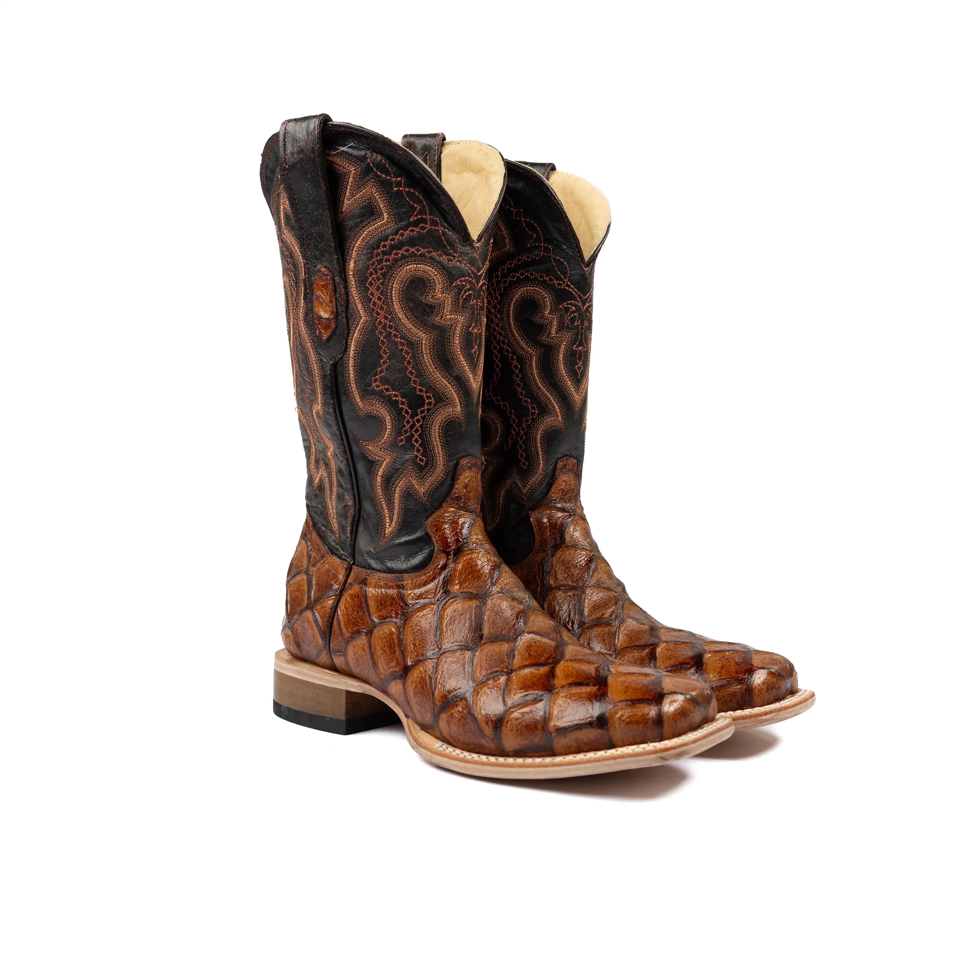 Men's Cowtown Cognac Big Bass Print Boots Q156