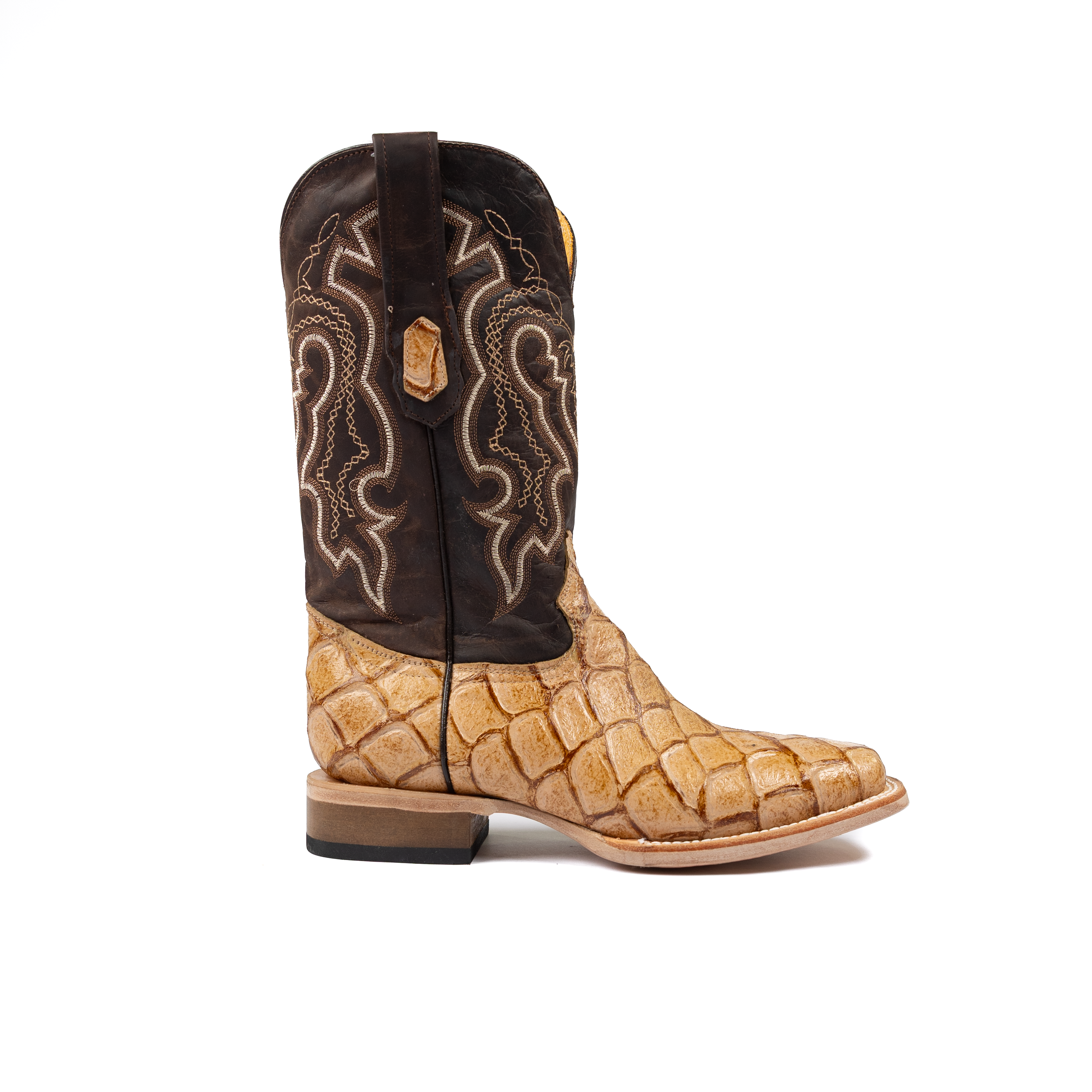 Men's Cowtown Tan Fish Skin Print Boots Q157
