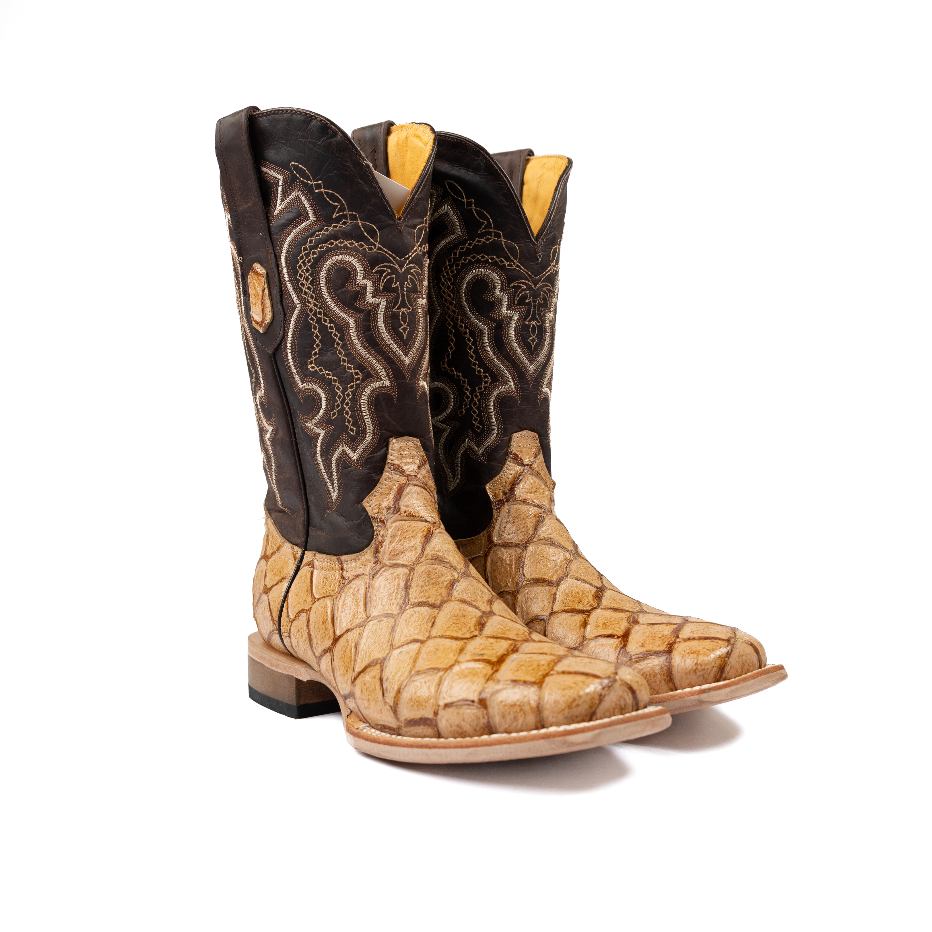 Men's Cowtown Tan Fish Skin Print Boots Q157