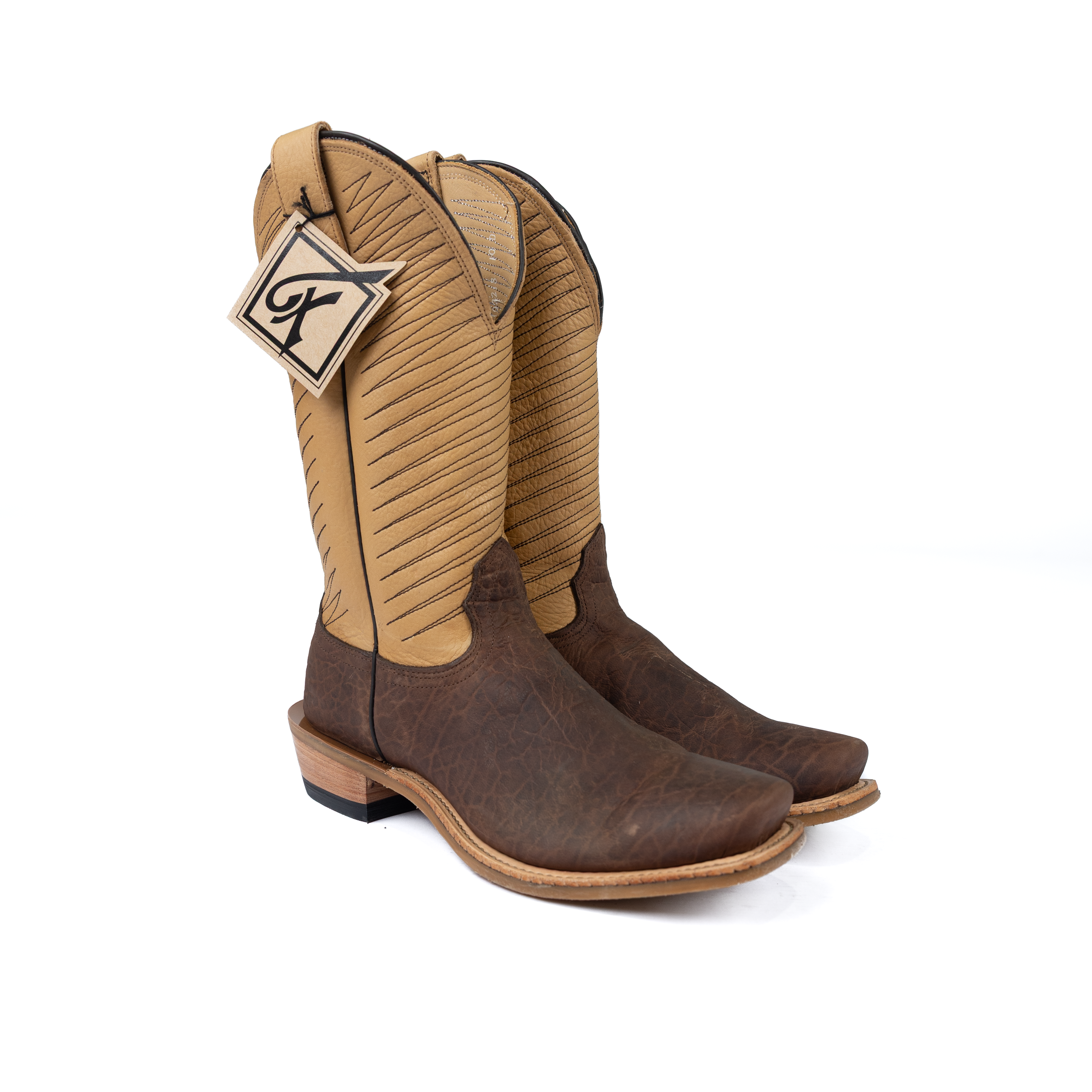 Men's Fenoglio Chocolate Brown Bison Cutter Toe Boots FB00102218CH