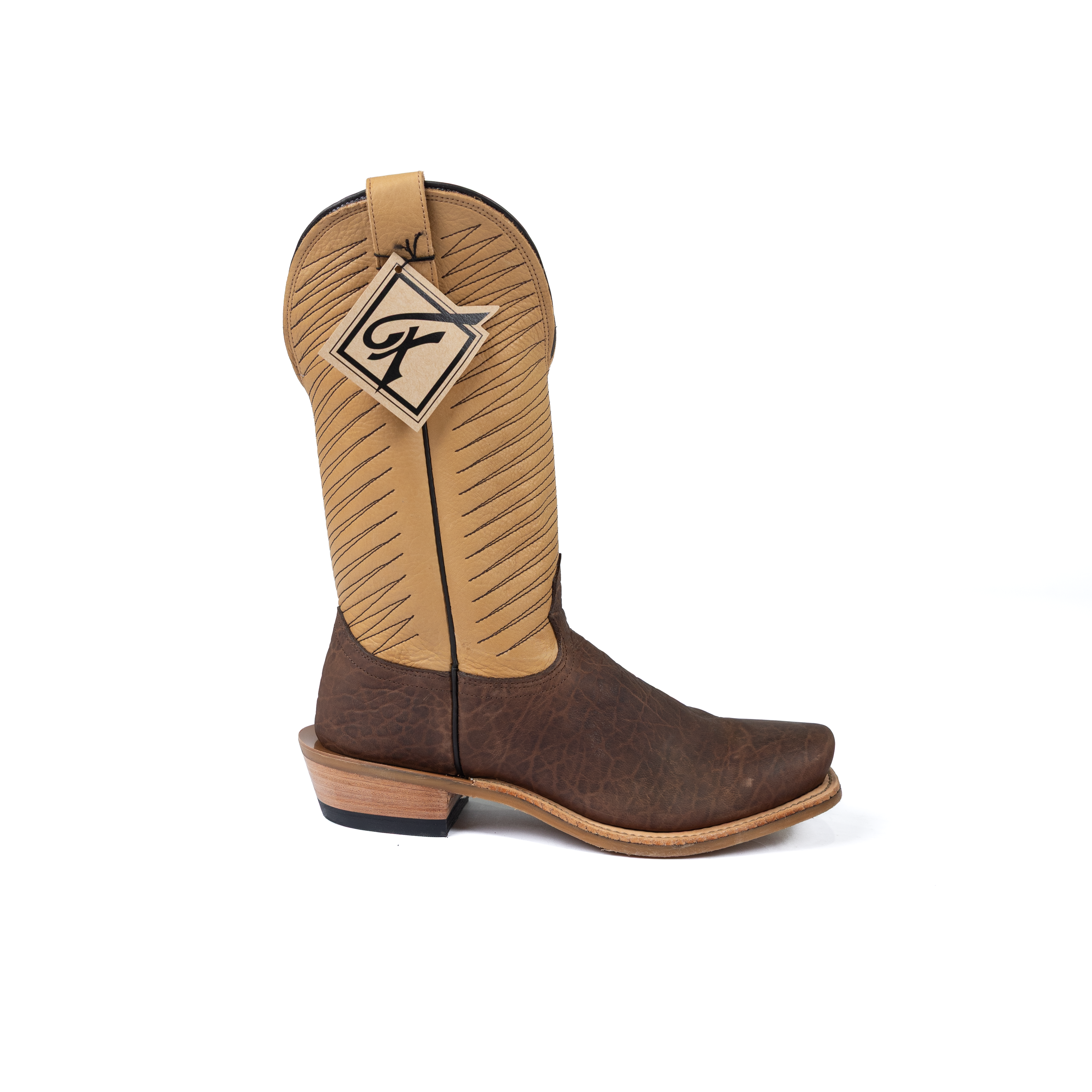 Men's Fenoglio Chocolate Brown Bison Cutter Toe Boots FB00102218CH
