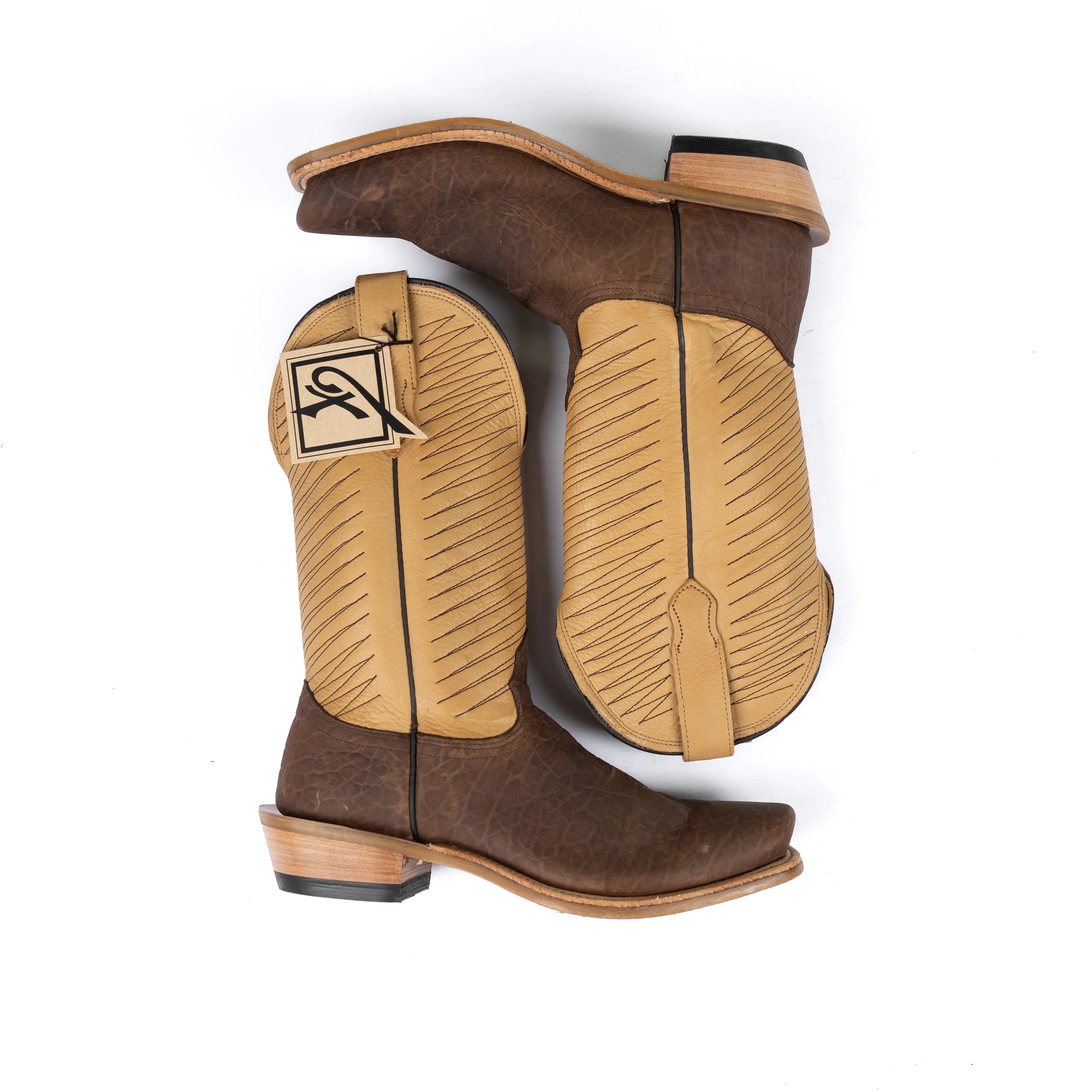 Men's Fenoglio Chocolate Brown Bison Cutter Toe Boots FB00102218CH