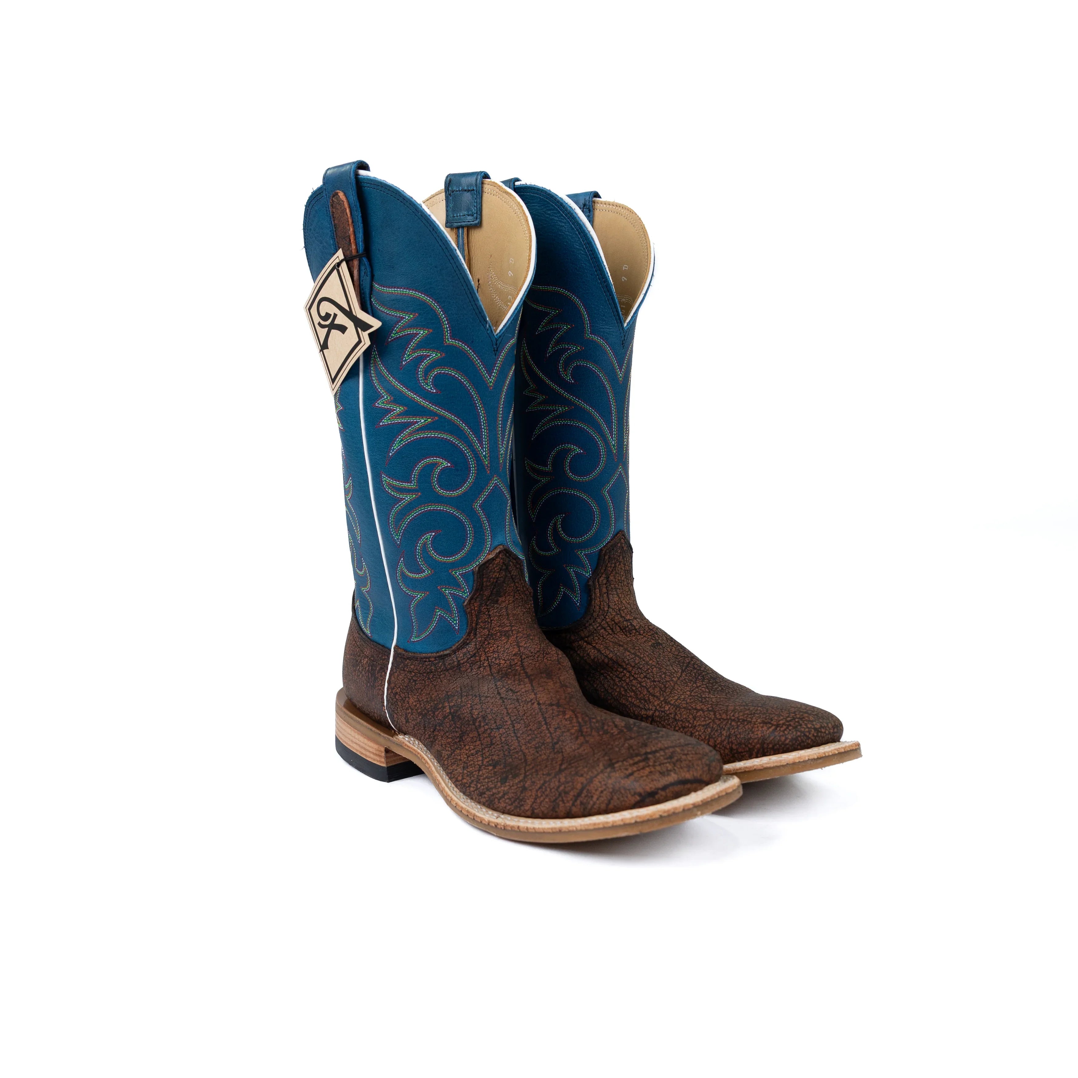 Men's Fenoglio Cognac Cape Buffalo Square Toe Boots FB34392419