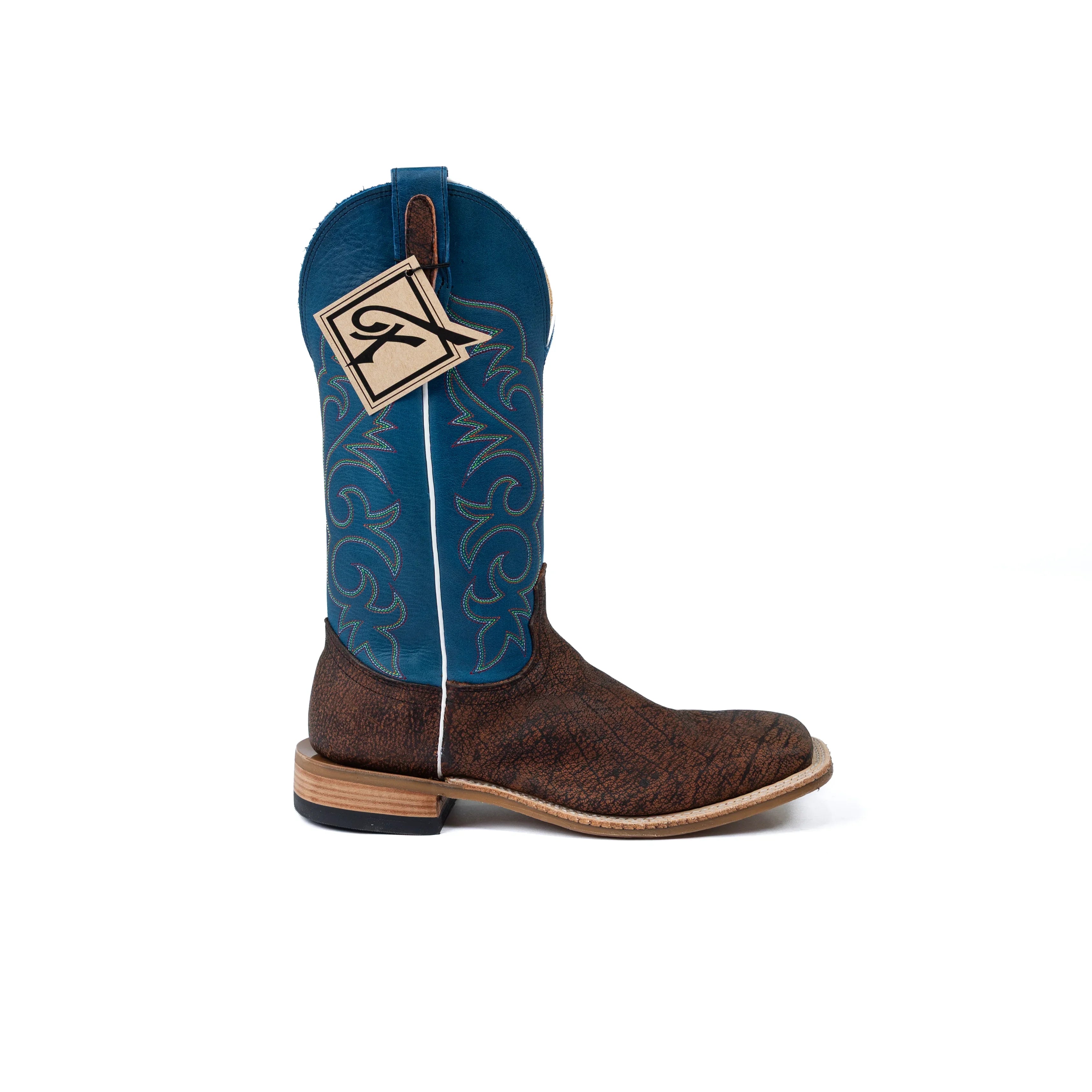 Men's Fenoglio Cognac Cape Buffalo Square Toe Boots FB34392419