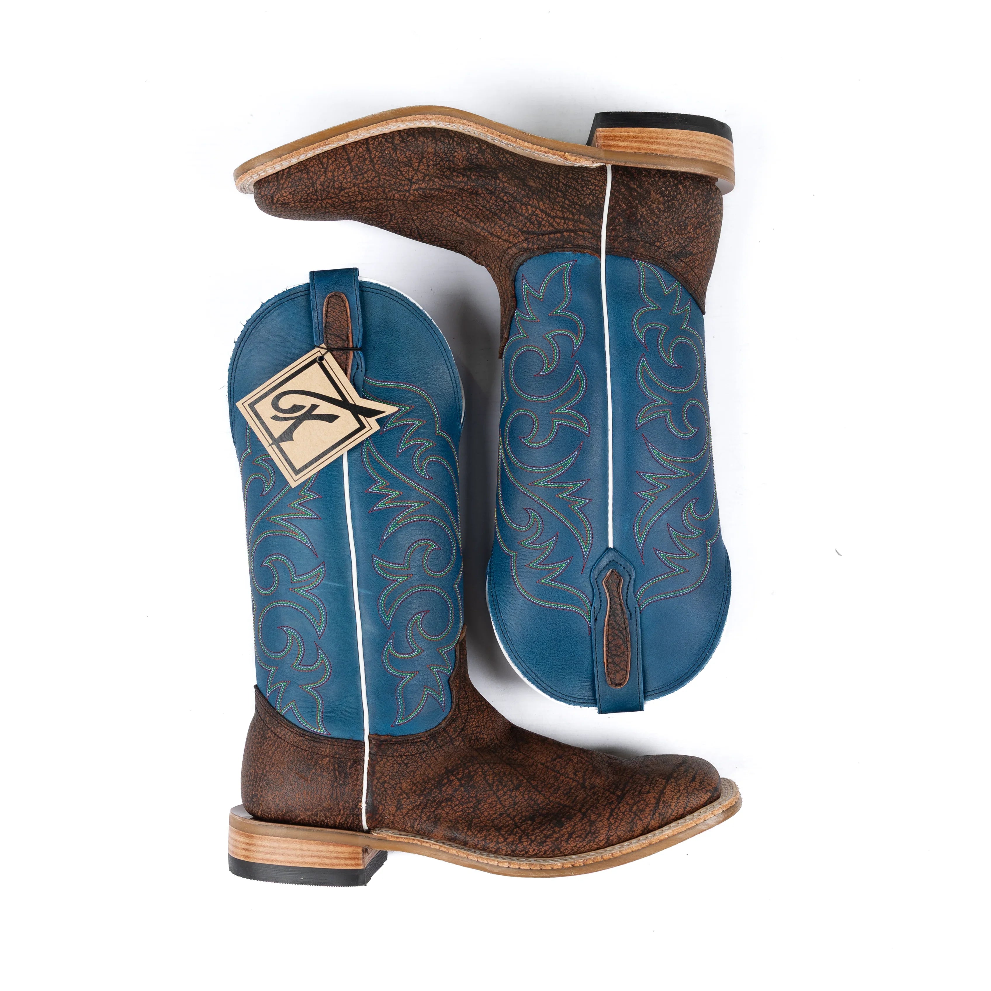 Men's Fenoglio Cognac Cape Buffalo Square Toe Boots FB34392419
