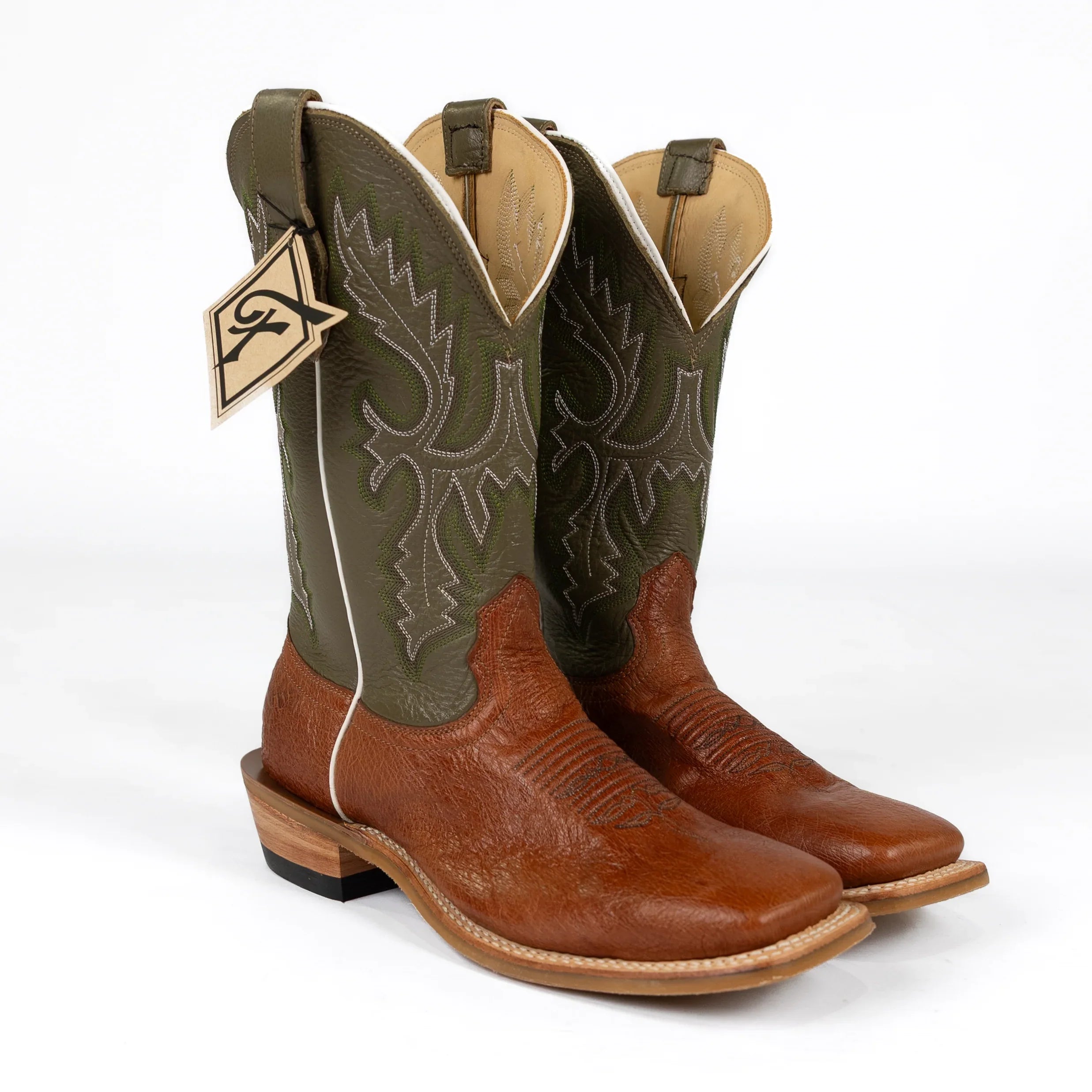 Men's Fenoglio Cognac Smooth Ostrich Square Toe Boot FB00101984