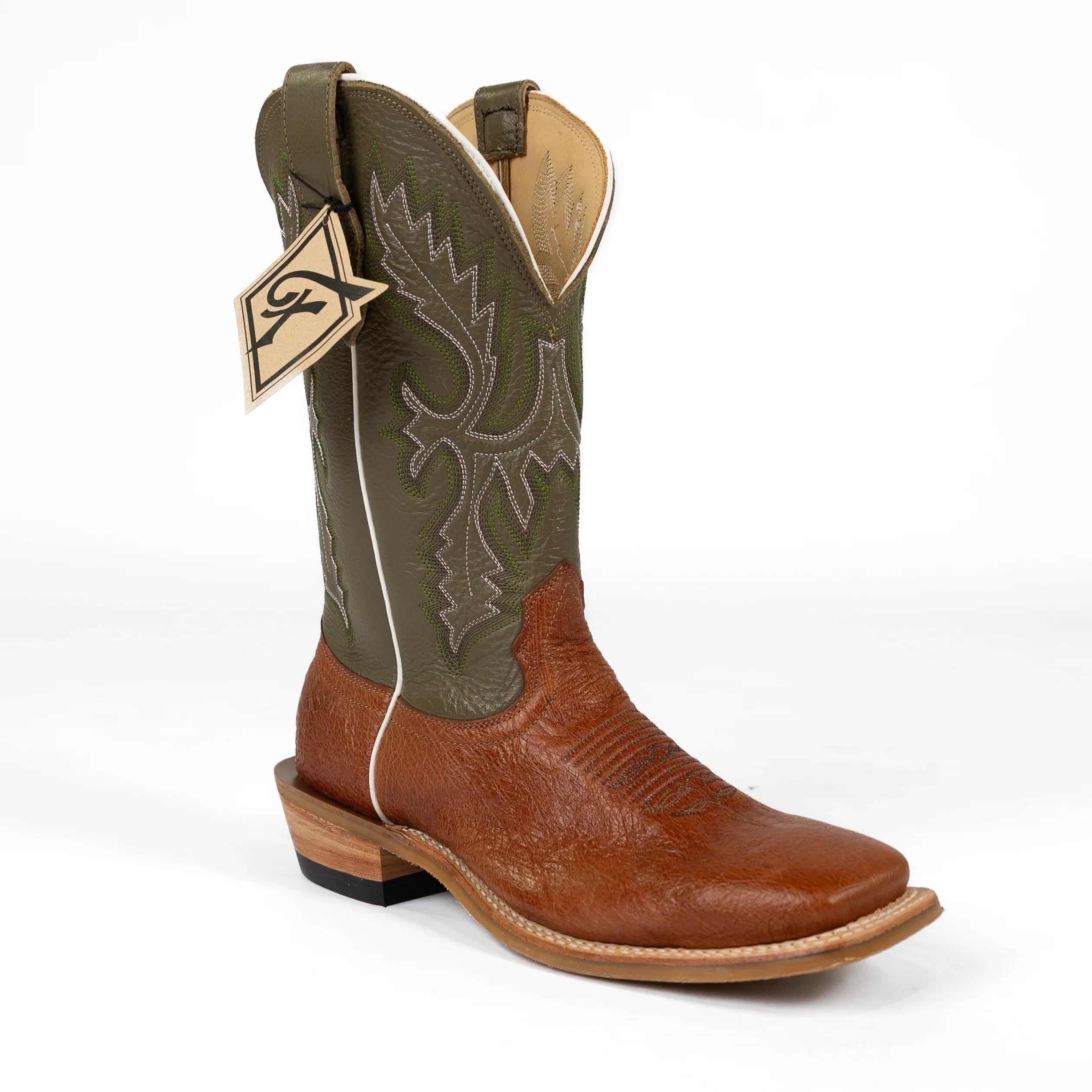 Men's Fenoglio Cognac Smooth Ostrich Square Toe Boot FB00101984