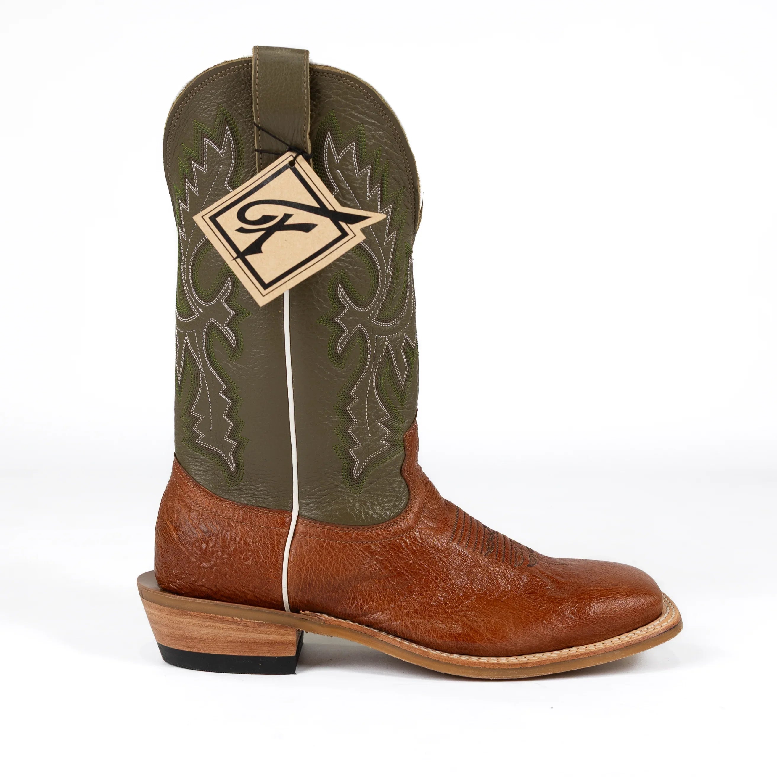 Men's Fenoglio Cognac Smooth Ostrich Square Toe Boot FB00101984