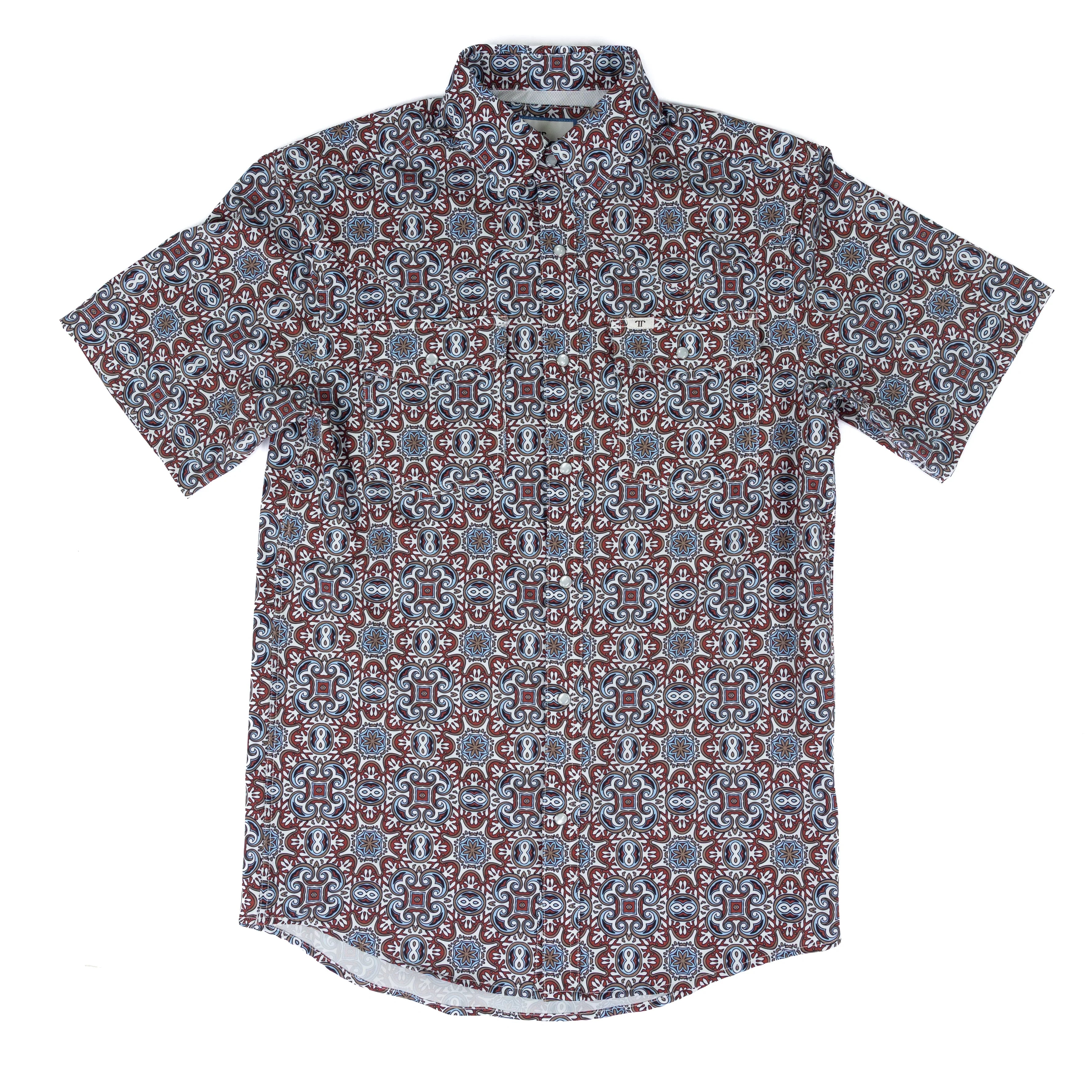 Men's Ferrell Bennett Brown Short Sleeve Snap Shirt FPS1026011