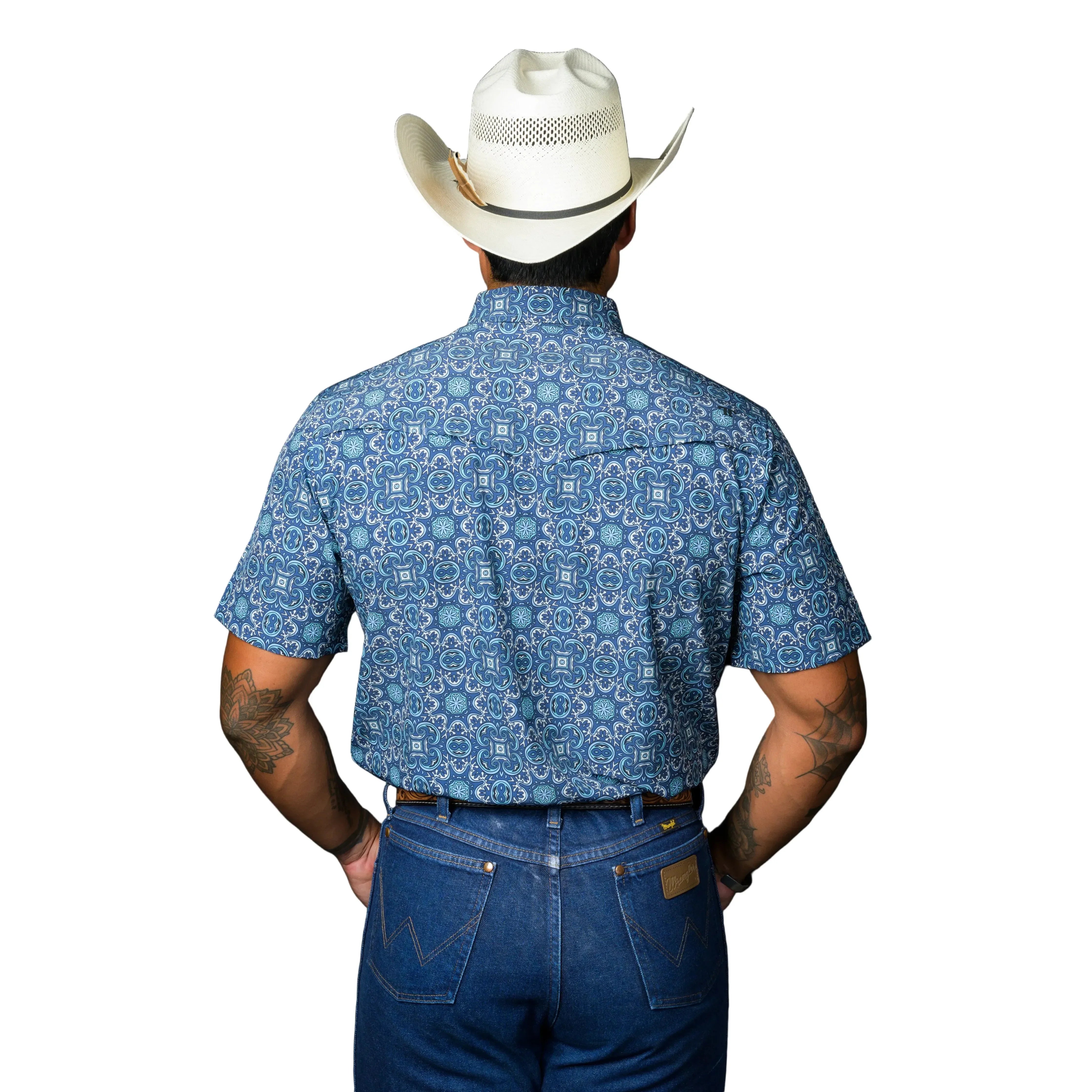 Men's Ferrell Blue "The Bennett" Short Sleeve Snap Shirt FPS1026013