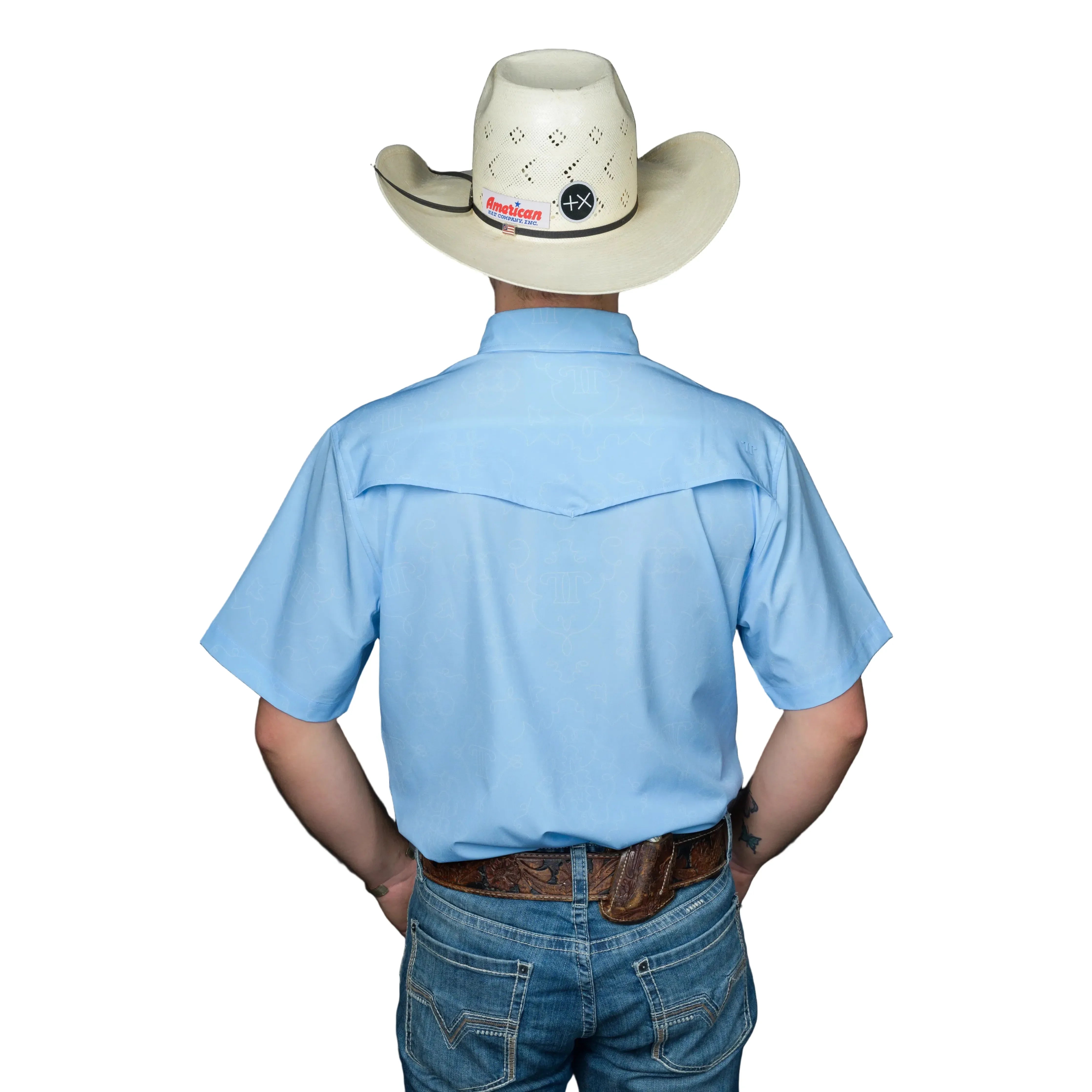 Men's Ferrell Light Blue "The Carson" Short Sleeve Snap Shirt FPS1026069