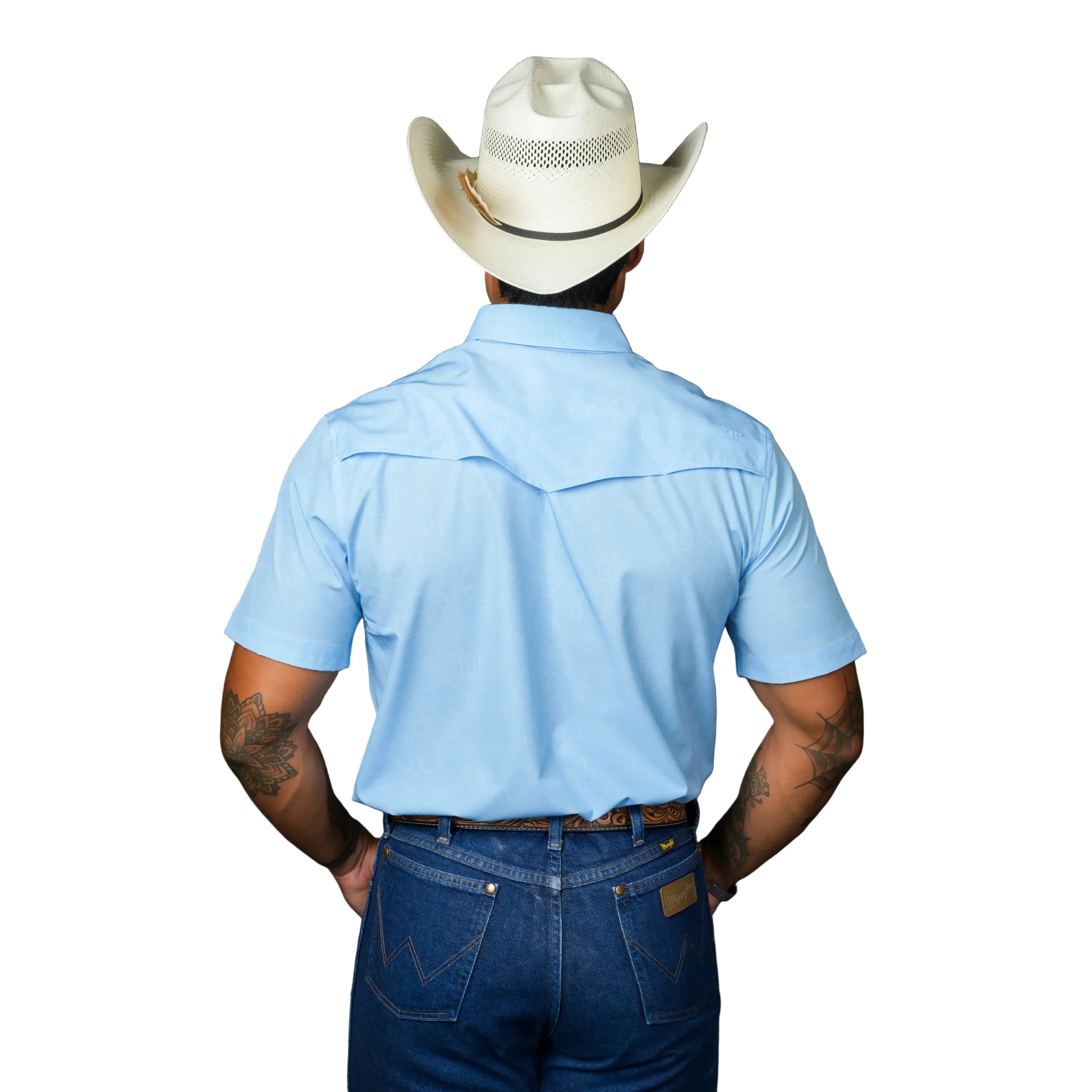Men's Ferrell Light Blue "The Carson" Short Sleeve Snap Shirt FPS1026069