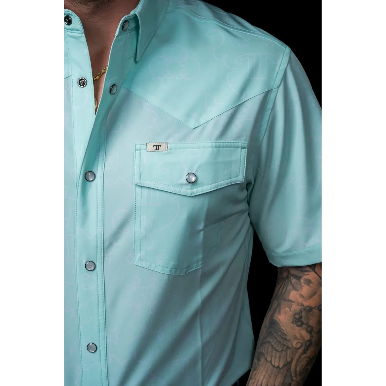 Men's Ferrell Short Sleeve "The Carson" Mint Snap Shirt FPS1026119