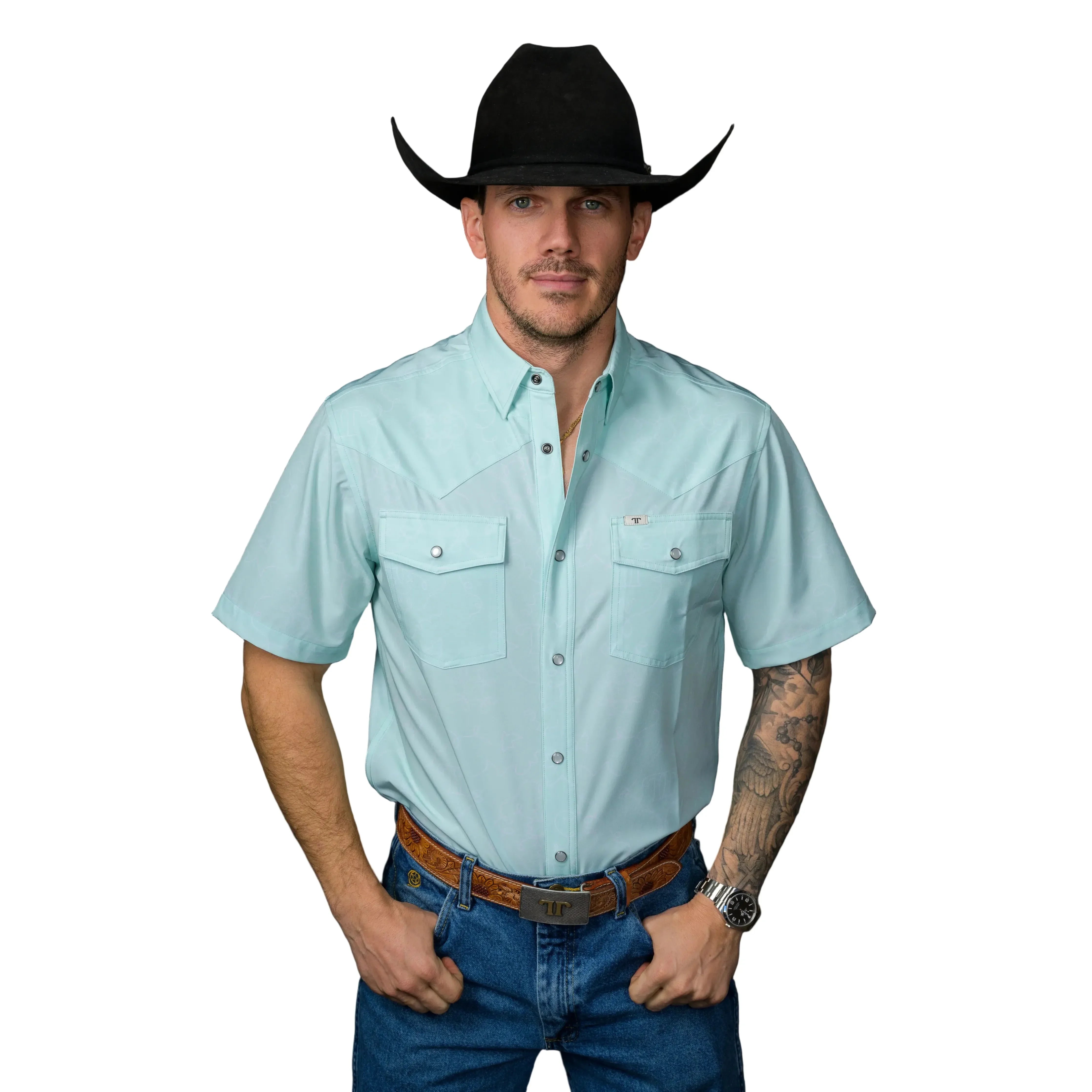 Men's Ferrell Short Sleeve "The Carson" Mint Snap Shirt FPS1026119