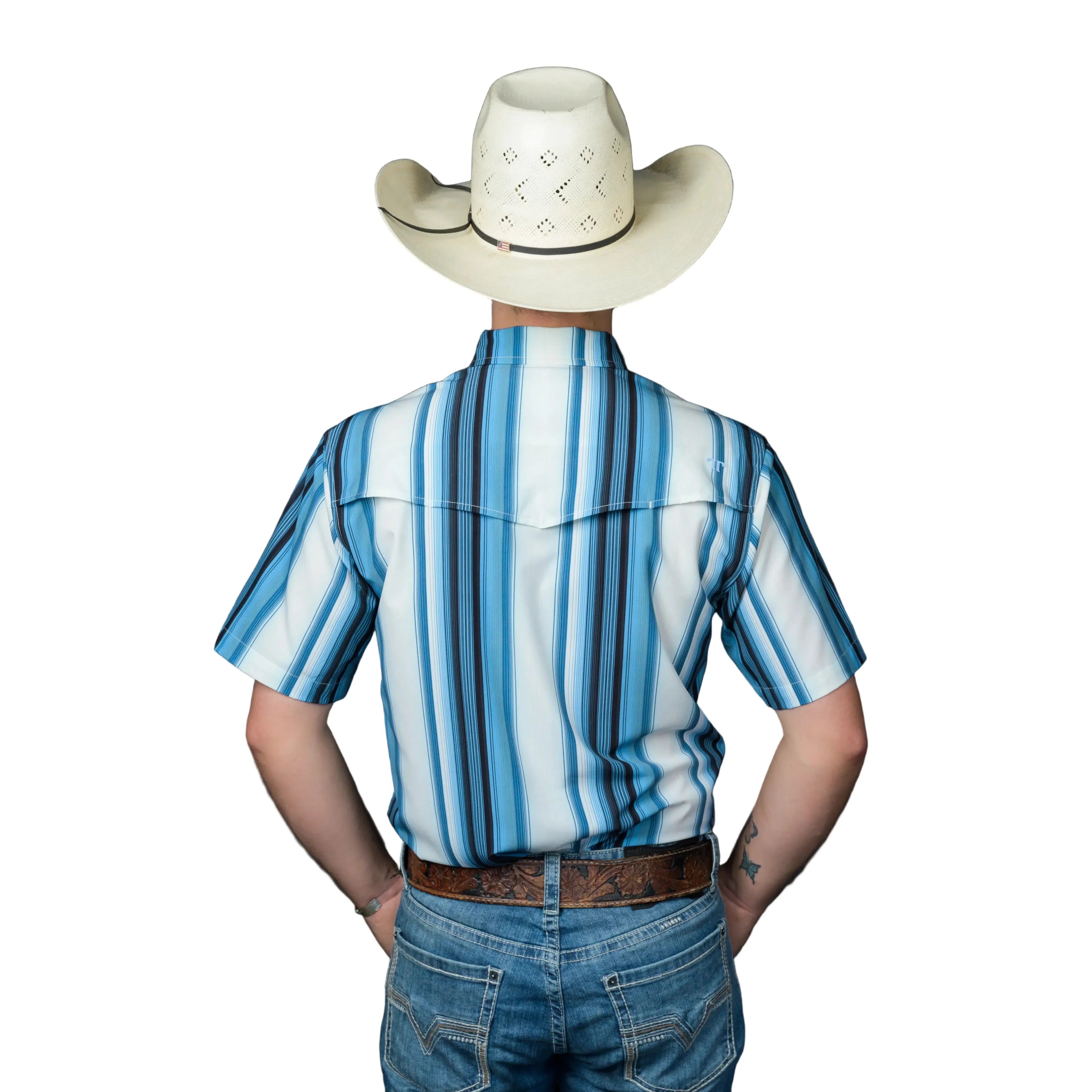 Men's Ferrell Short Sleeve "The Harrison" In Blue Snap Shirt FPS1026038
