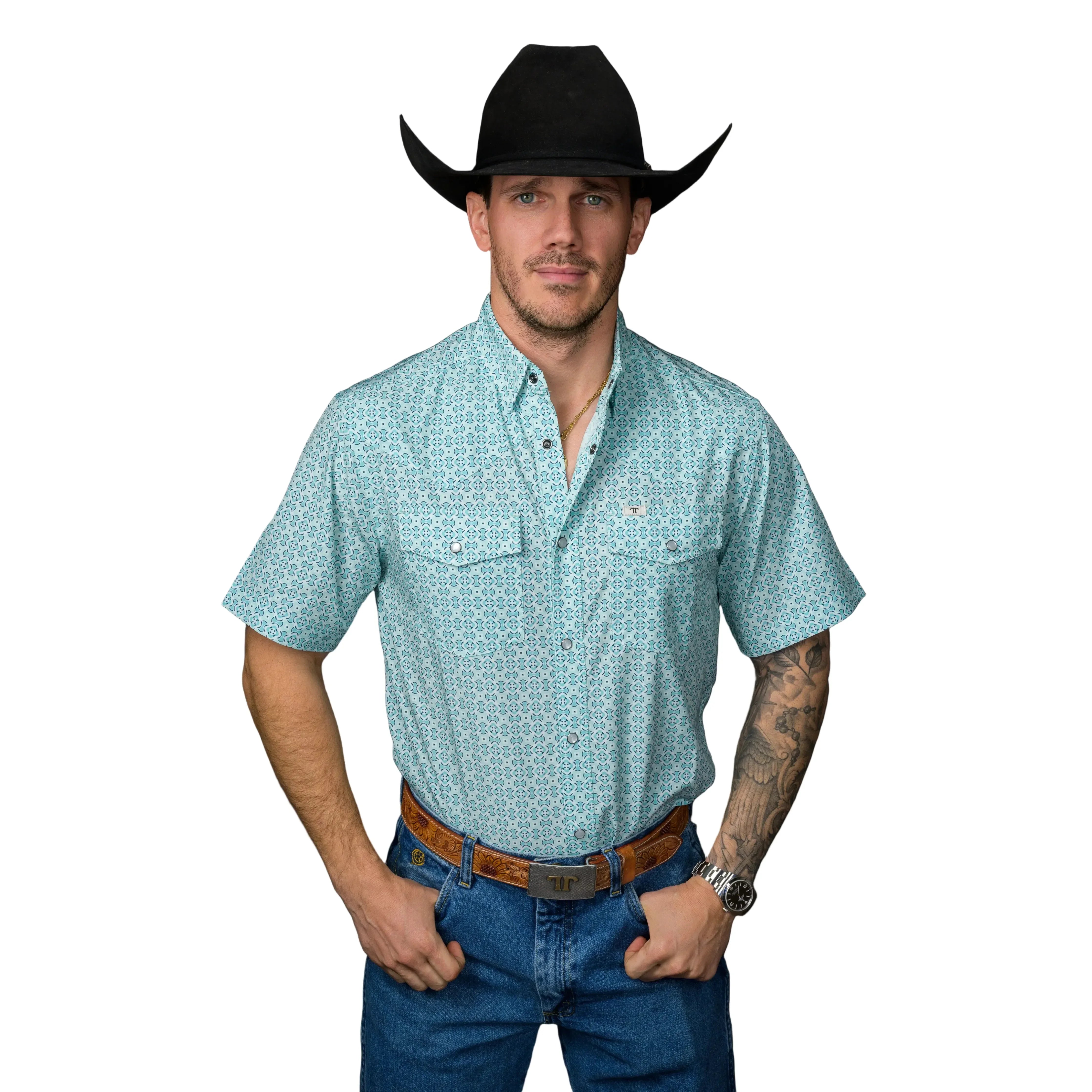 Men's Ferrell Short Sleeve The Pierce Pearl Snap Shirt FPS1026112