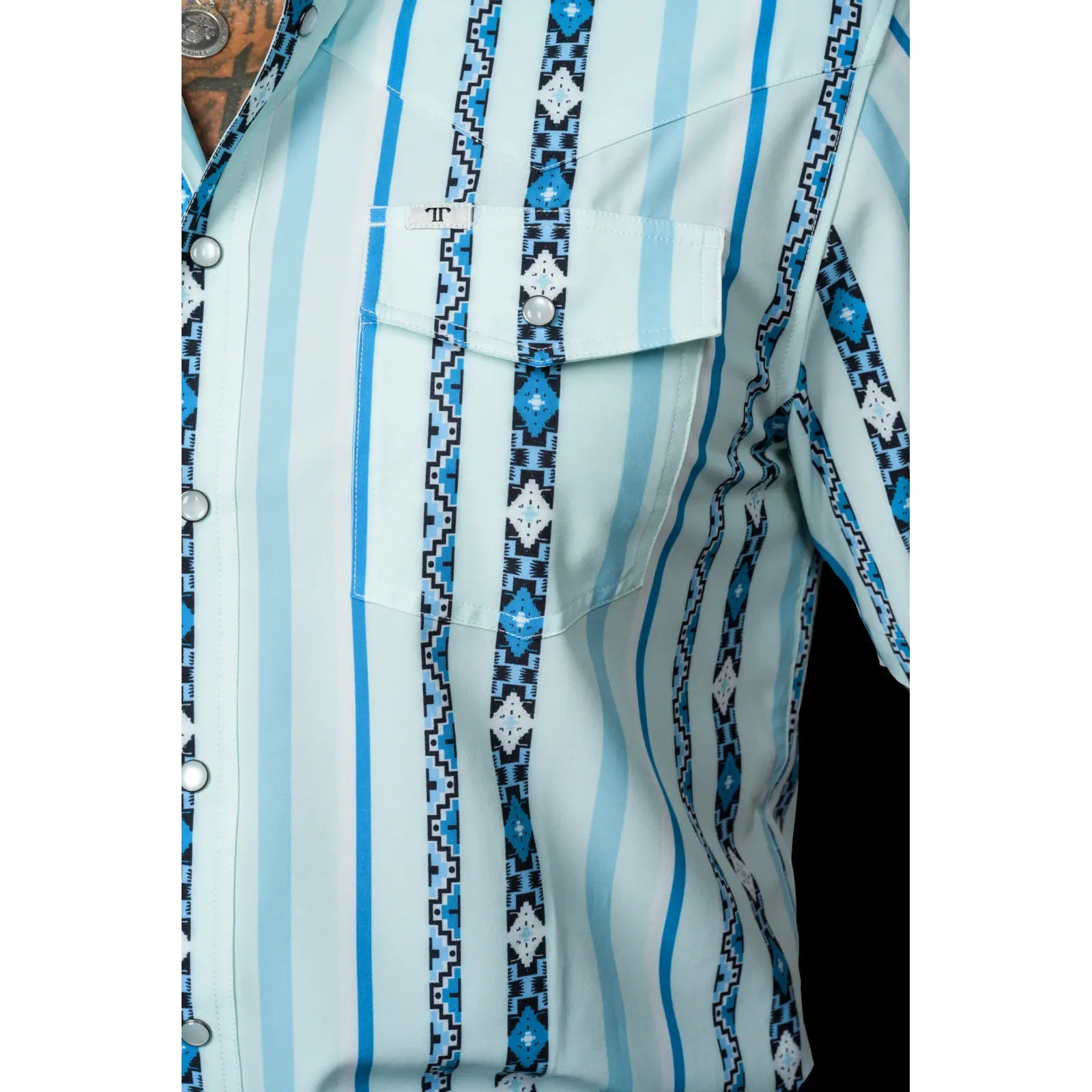 Men's Ferrell Short Sleeve "The Post" In Blue Snap Shirt FPS1026032