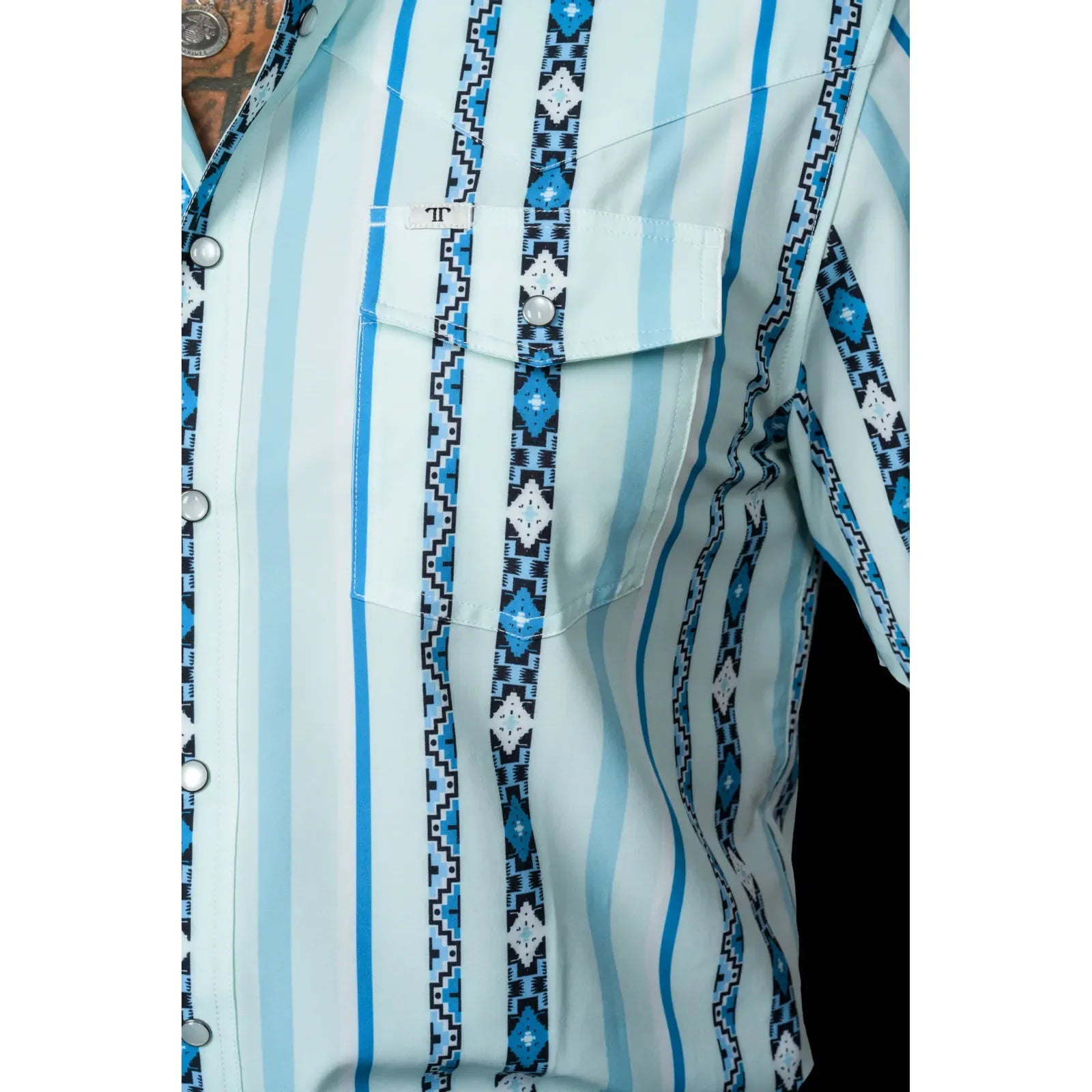 Men's Ferrell Short Sleeve "The Post" In Blue Snap Shirt FPS1026032