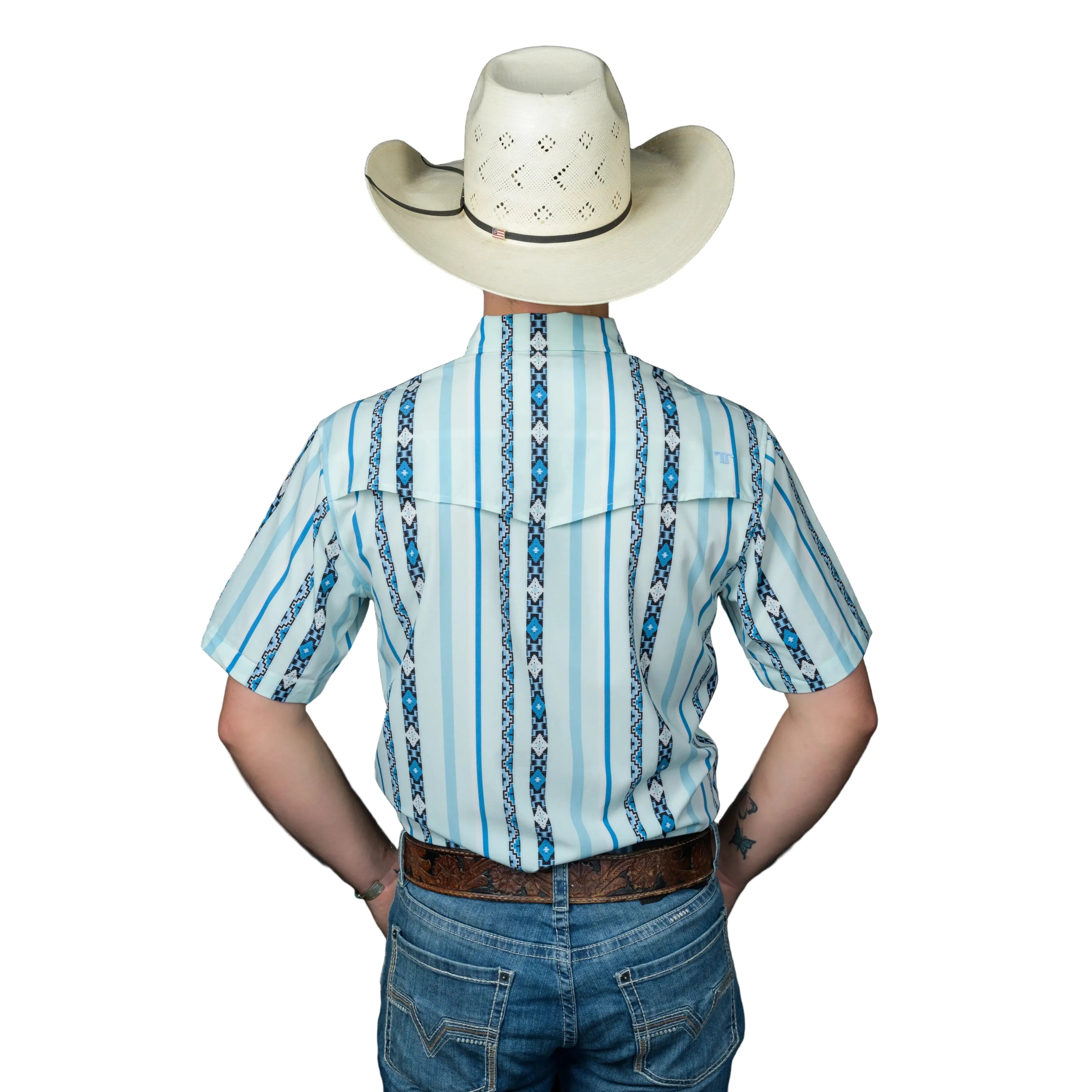 Men's Ferrell Short Sleeve "The Post" In Blue Snap Shirt FPS1026032