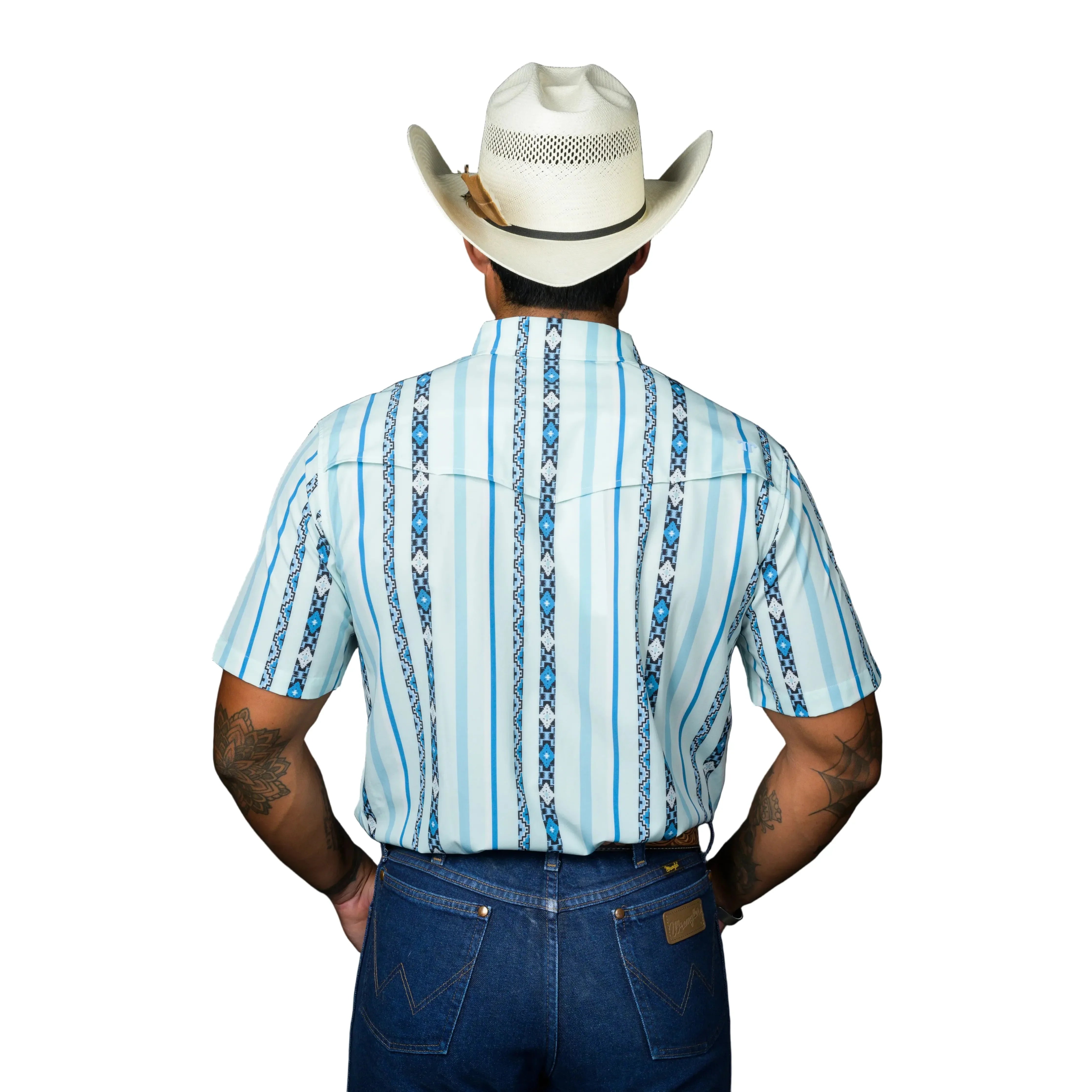 Men's Ferrell Short Sleeve "The Post" In Blue Snap Shirt FPS1026032