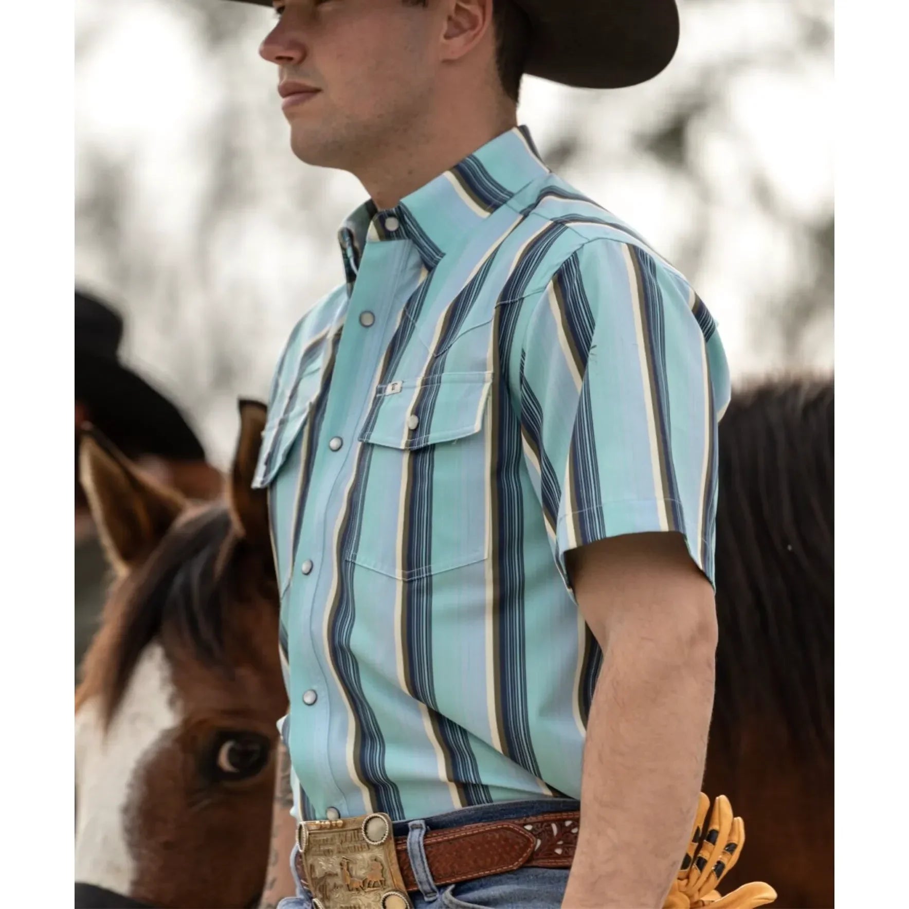 Men's Ferrell Short Sleeve "The Tristan" in Blue Snap Shirt FPS1026051
