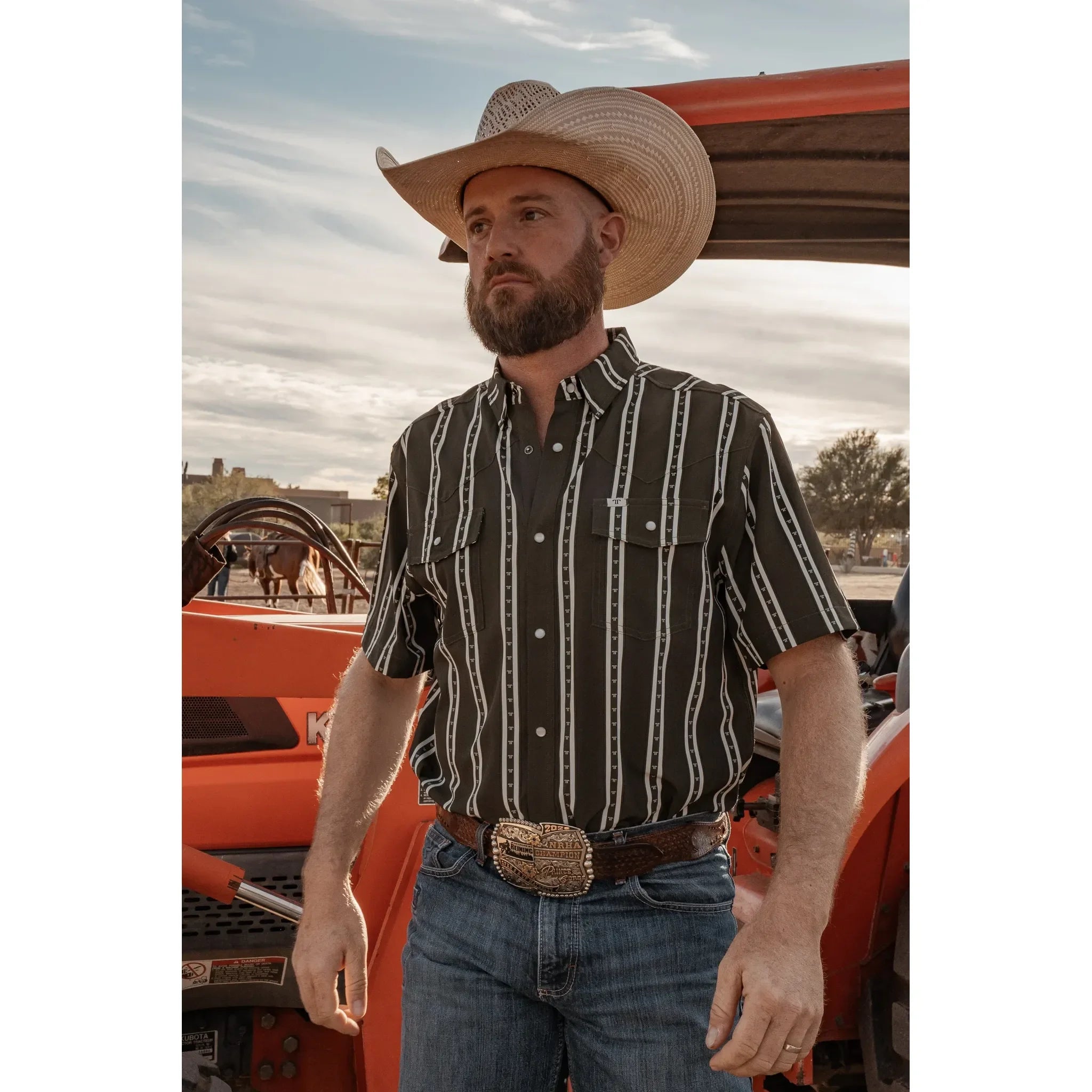 Men's Ferrell Short Sleeve "The Tucker" In Green Snap Shirt FPS1026008
