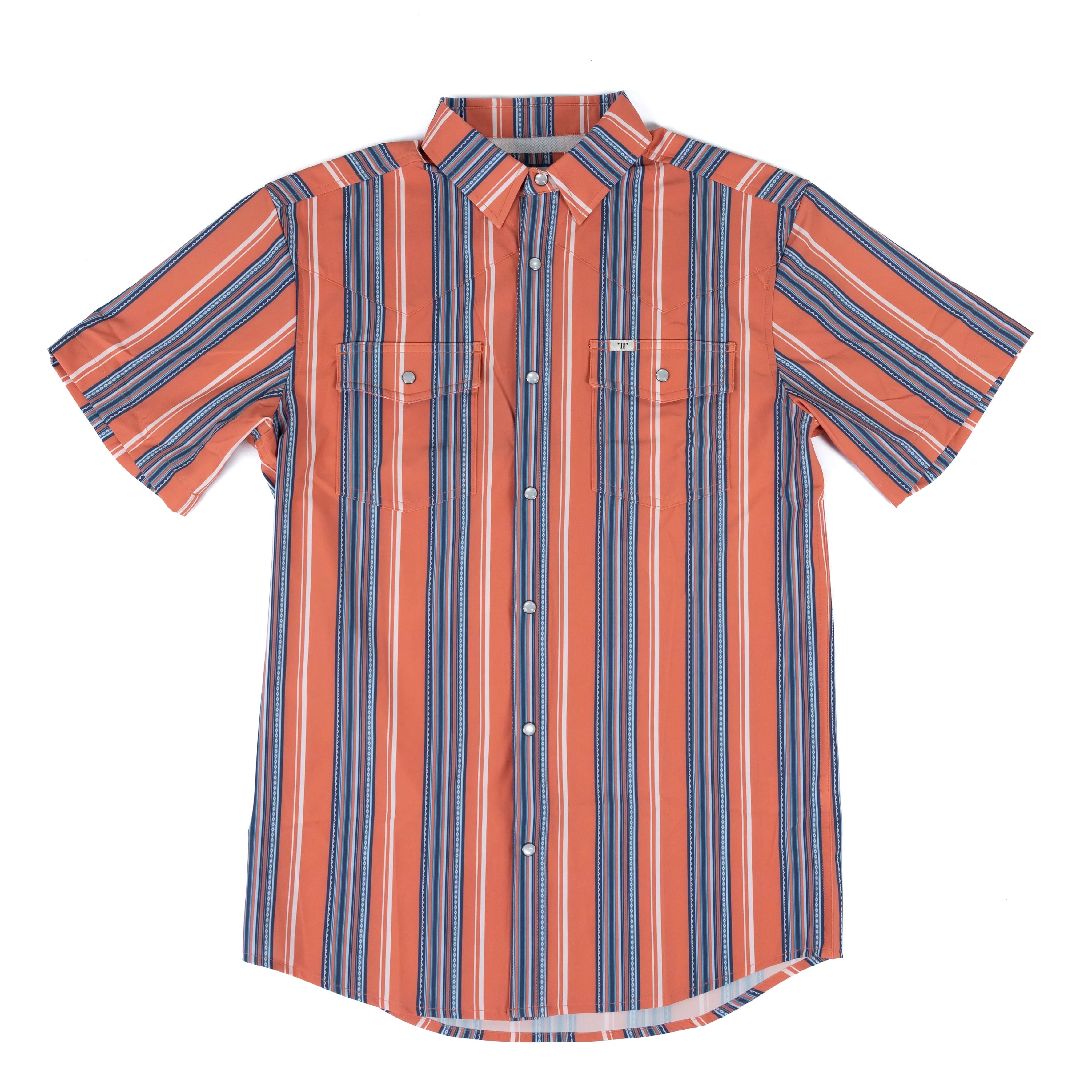 Men's Ferrell "The James" In Salmon Short Sleeve Snap Shirt FPS1026042