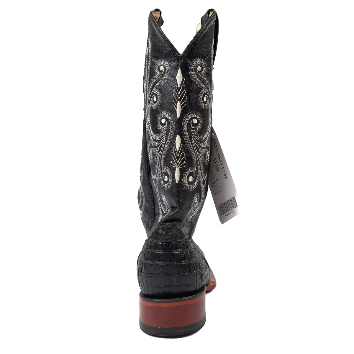 Men's Ferrini Black Caiman Print Square Toe Boots 4039304
