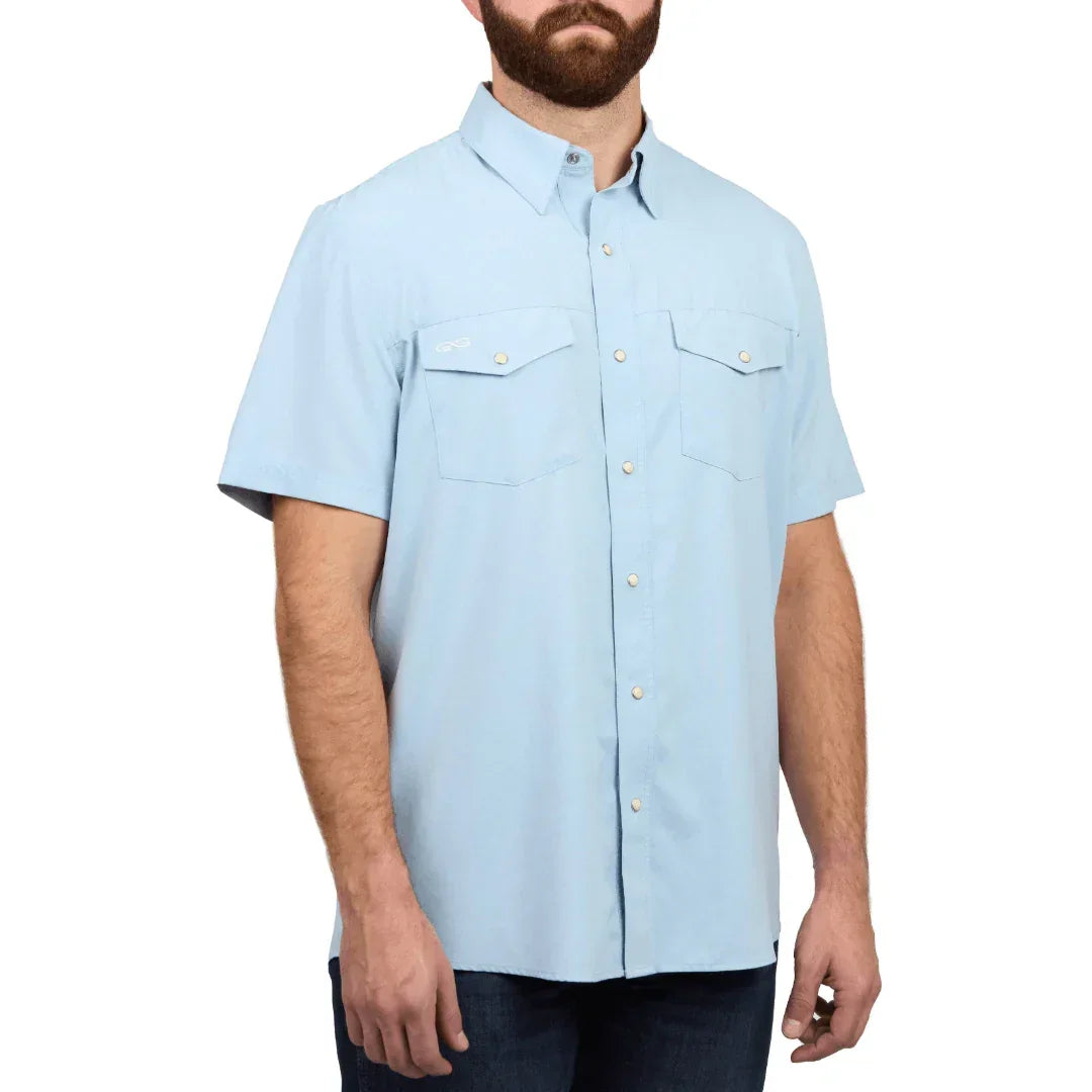 Men's Game Guard Short Sleeve Coastal Blue Stockyard Shirt 1060:HCST