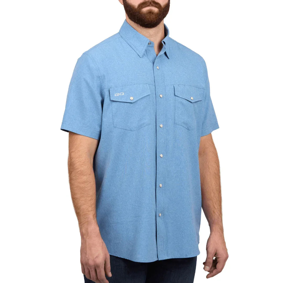 Men's Game Guard Short Sleeve Off-road Blue Stockyard Shirt 1060:HOFB