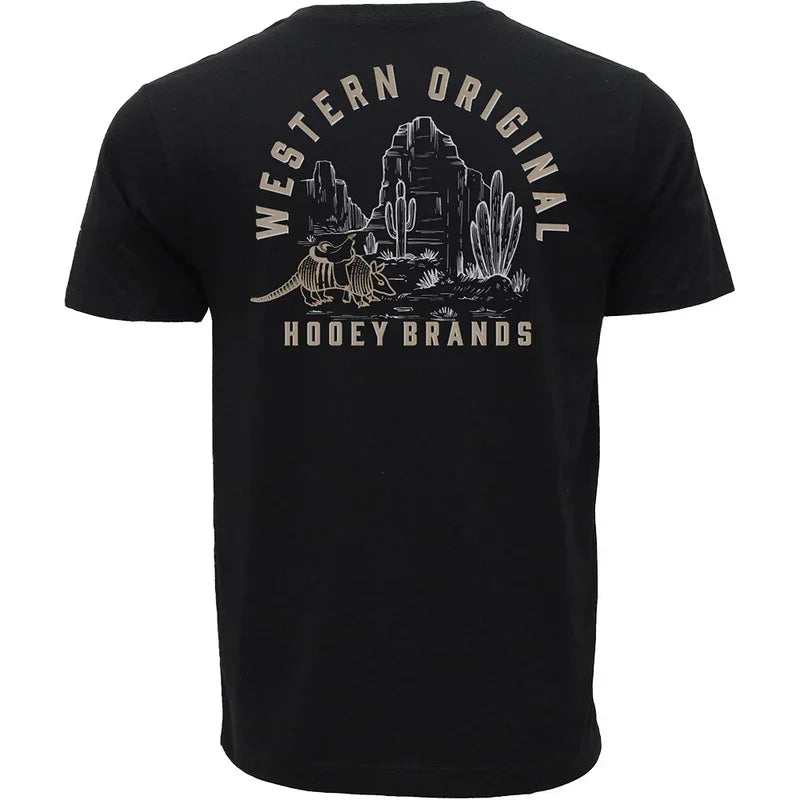 Men's Hooey "Desert Dillo" Black T-shirt HT1889BK - Crazy House Western Wear