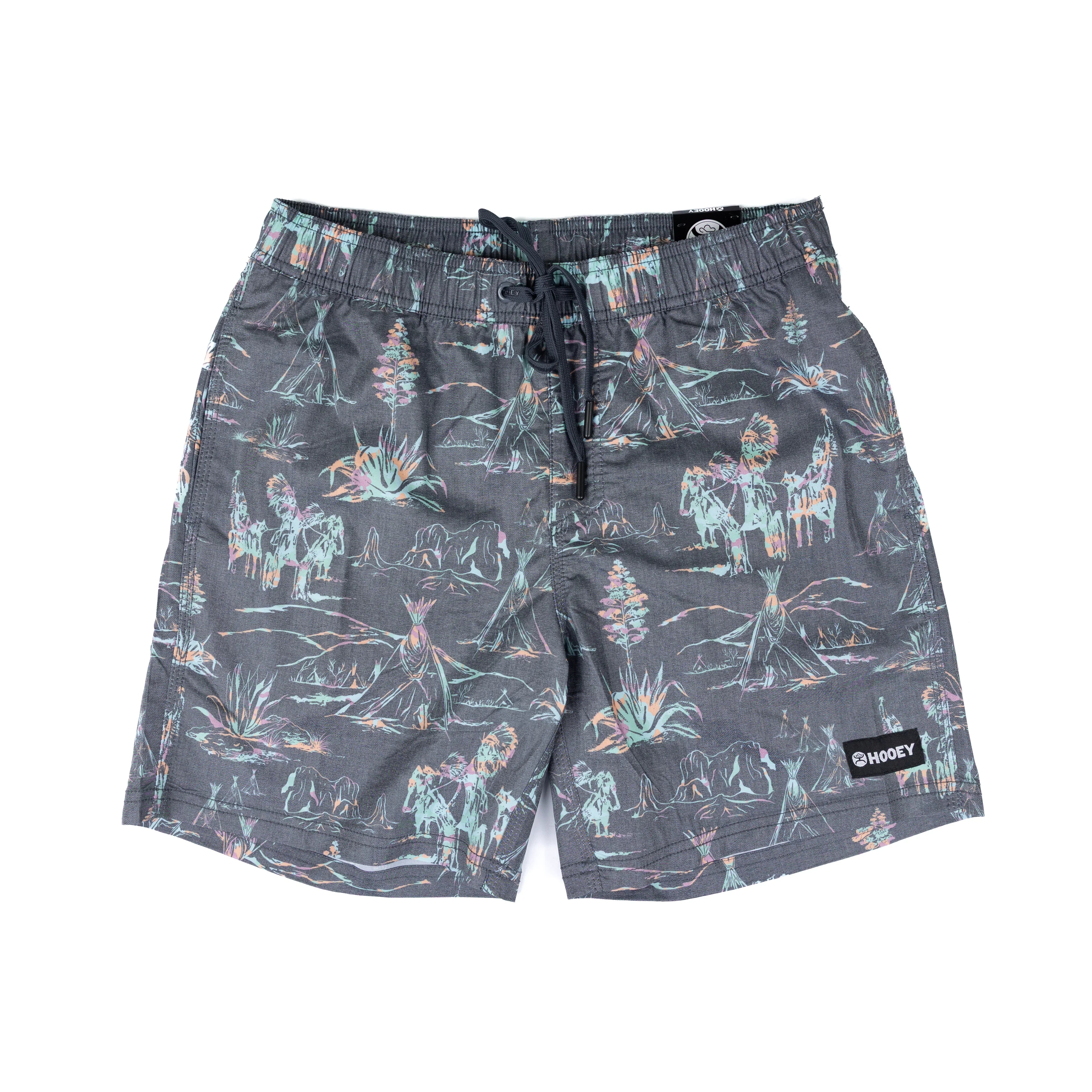 Men's Hooey Gray Pinstripe Boardshorts HB2601CHPR