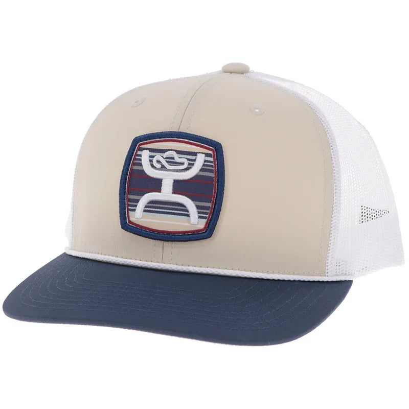 Men's Hooey "Zenith" Cap Tan/White with Multi-Color Patch 2624T-TNWH