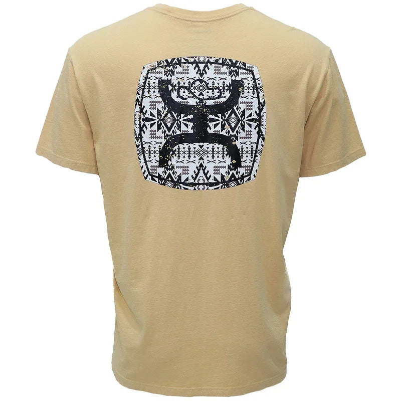 Men's Hooey "Zenith" Tan with Aztec Hooey Logo T-shirt HT1682TN