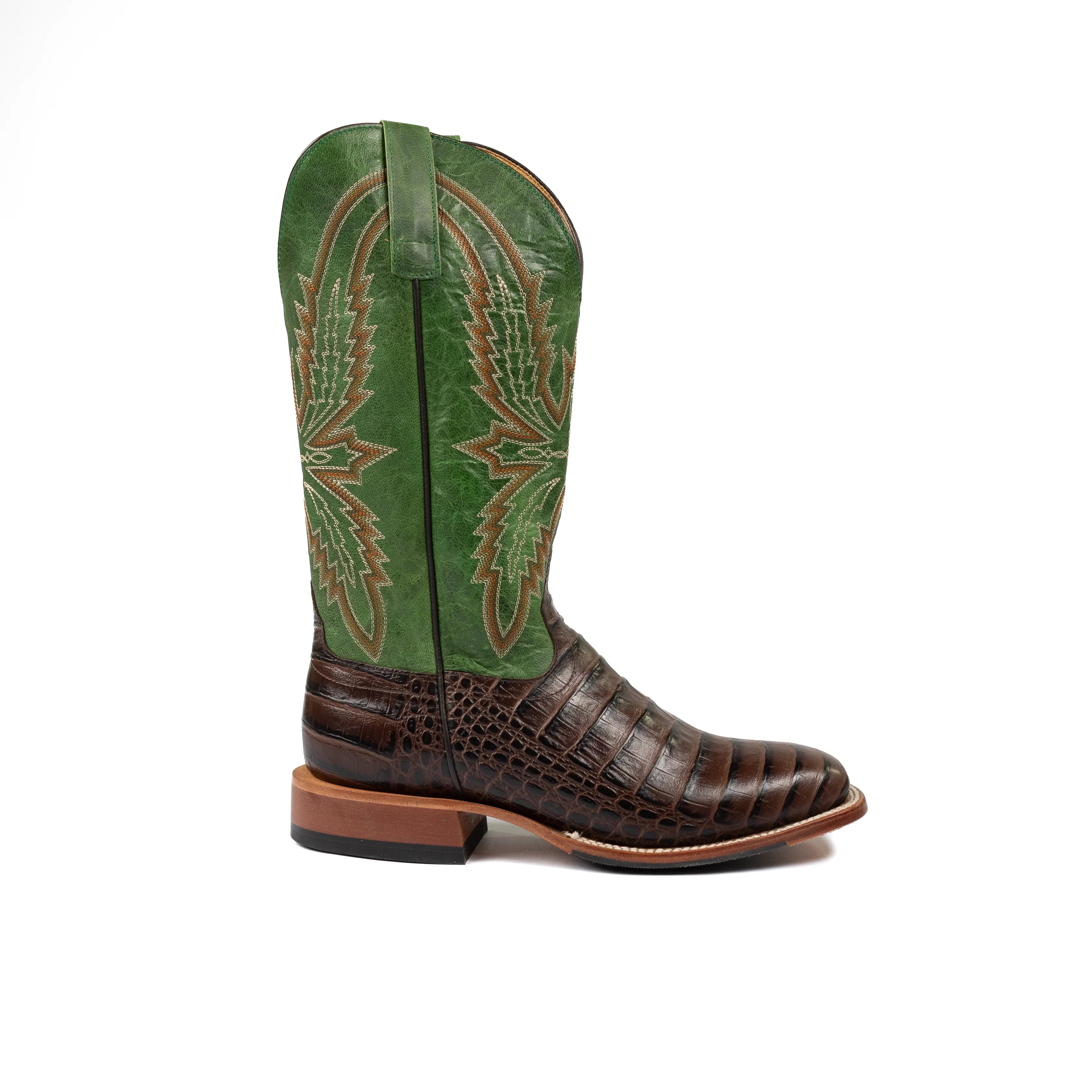 Men's Horse Power Chocolate Caiman Print with 13" Emerald Explosion Top HP1880