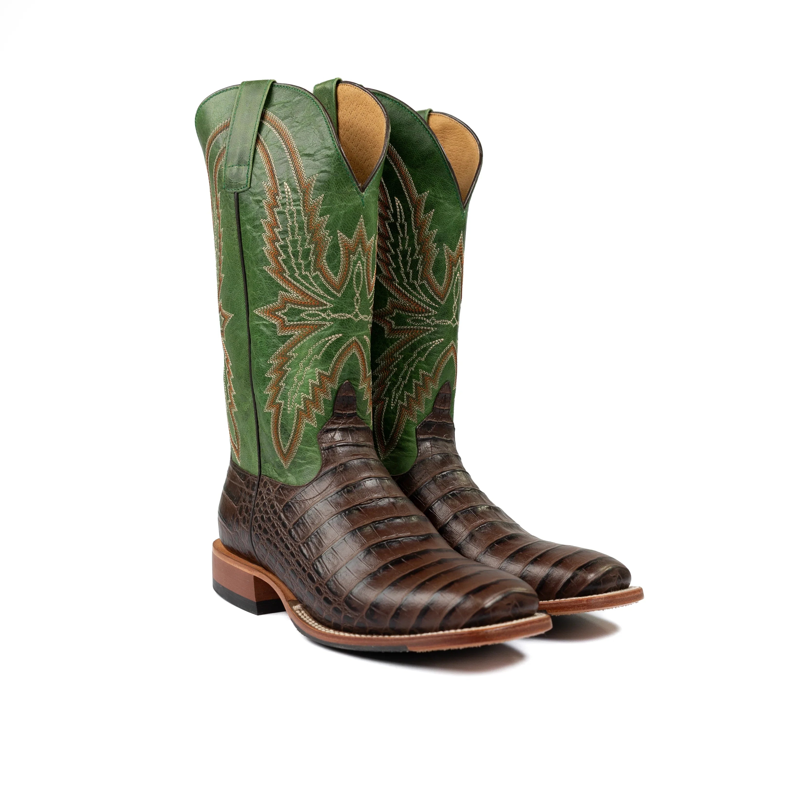 Men's Horse Power Chocolate Caiman Print with 13" Emerald Explosion Top HP1880