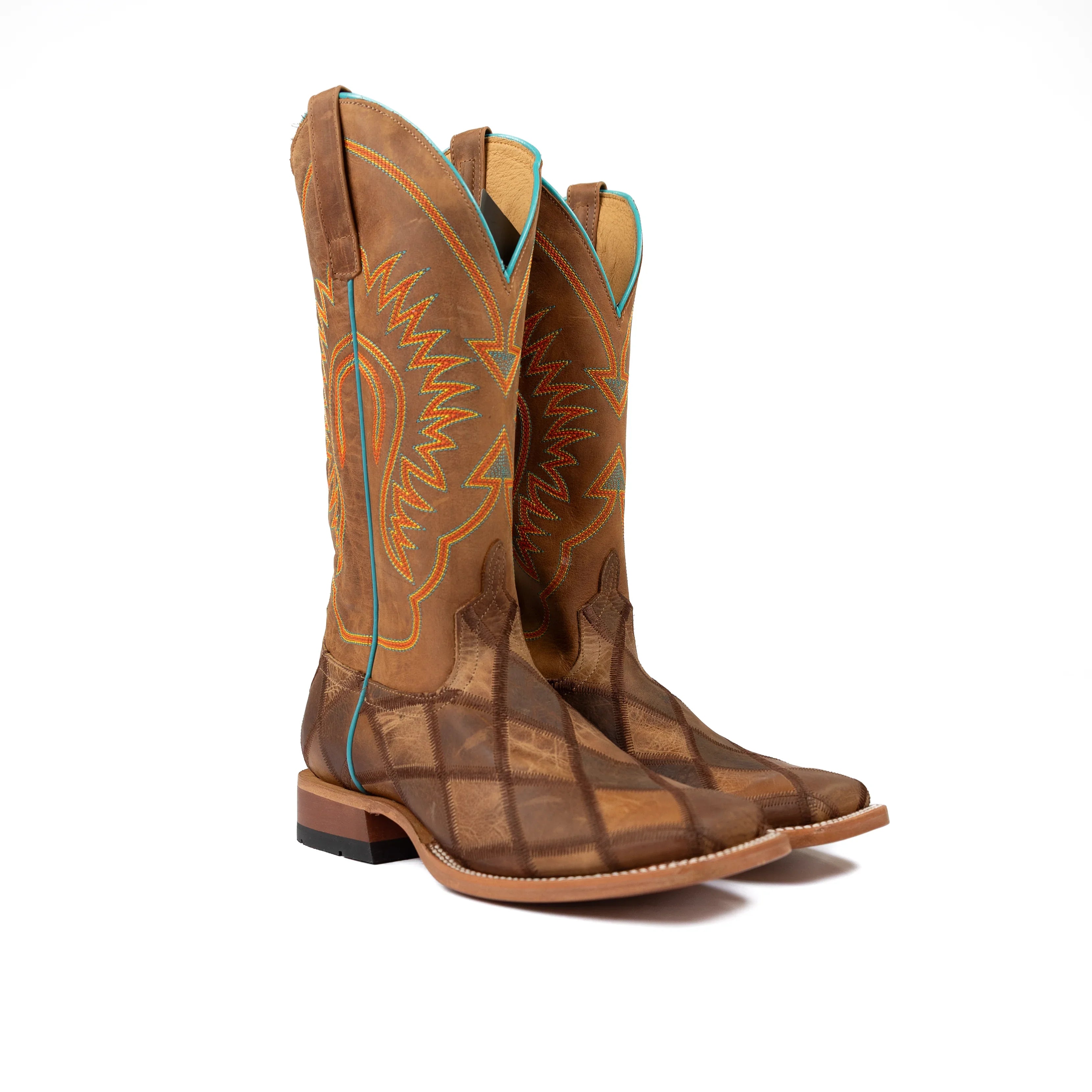 Men's Horse Power Crazy Train Patchwork with 13" Honey Crazyhorse Top HP1053