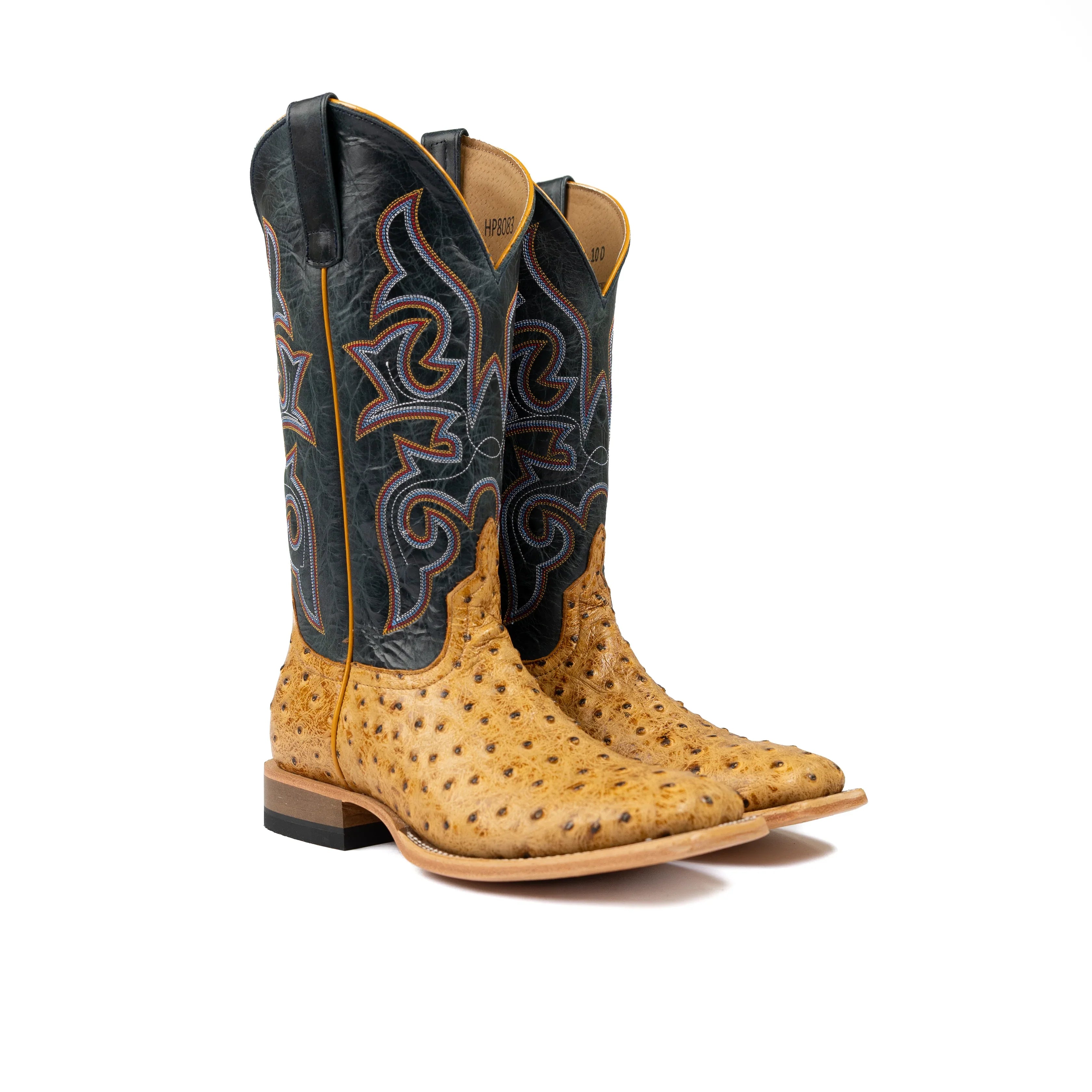 Men's Horse Power Saddle Ranch Ostrich Print with 13" Blue Oklahoma Tops HP8083